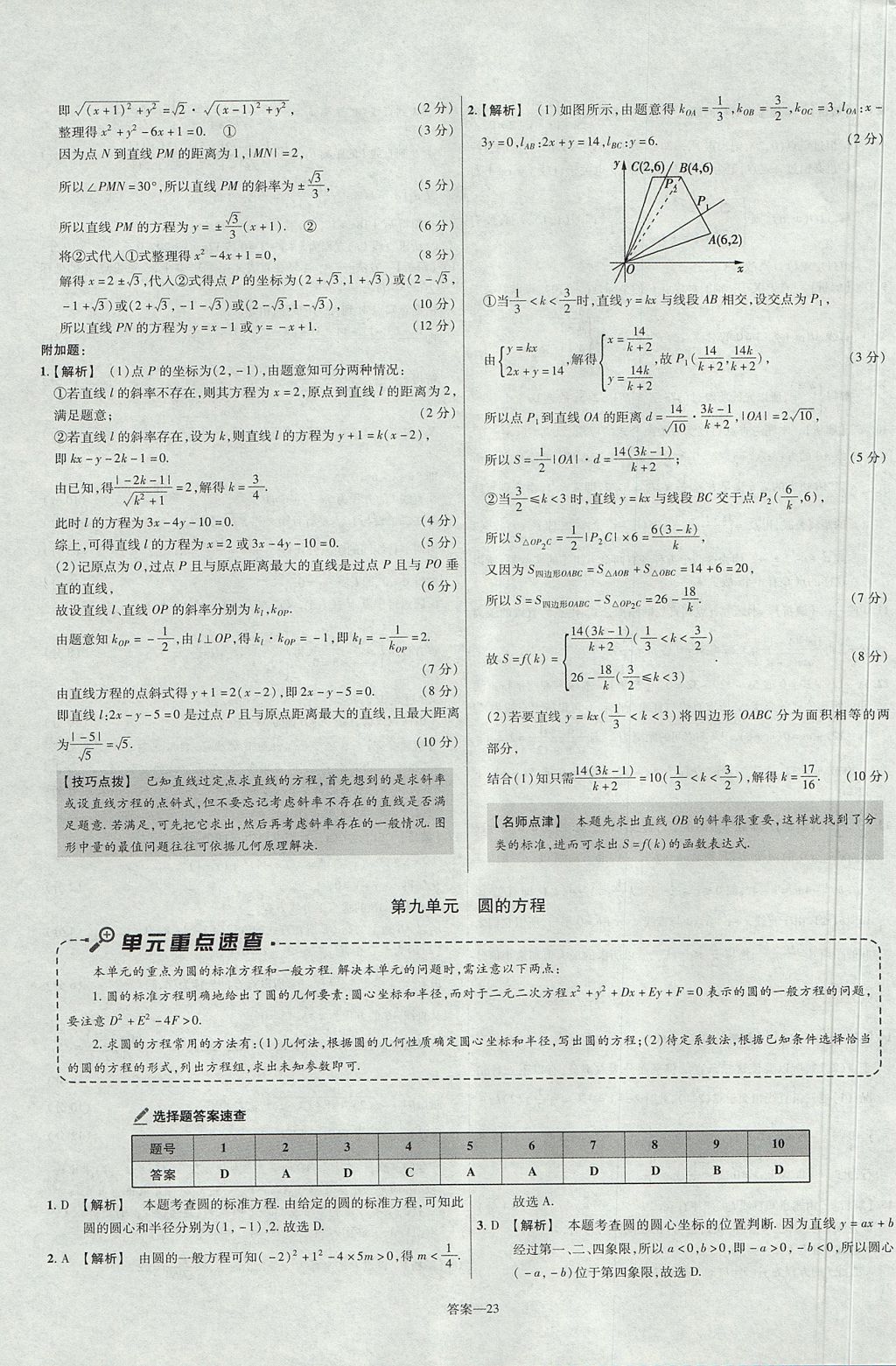 2018年金考卷活頁題選高中數(shù)學(xué)必修2人教A版 參考答案第23頁