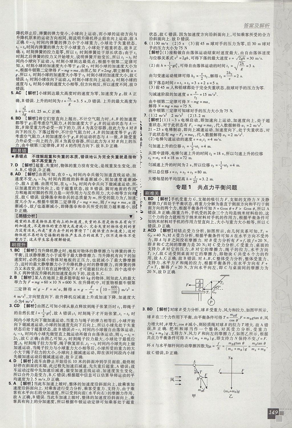 2018年高中必刷题物理必修1人教版 参考答案第39页