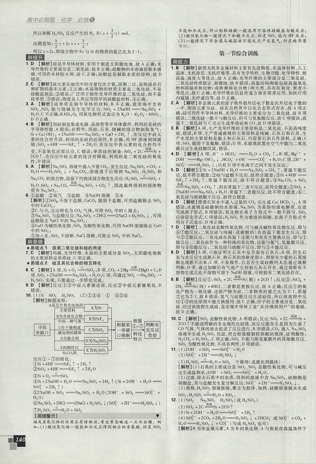 2018年高中必刷題化學(xué)必修1人教版 參考答案第34頁