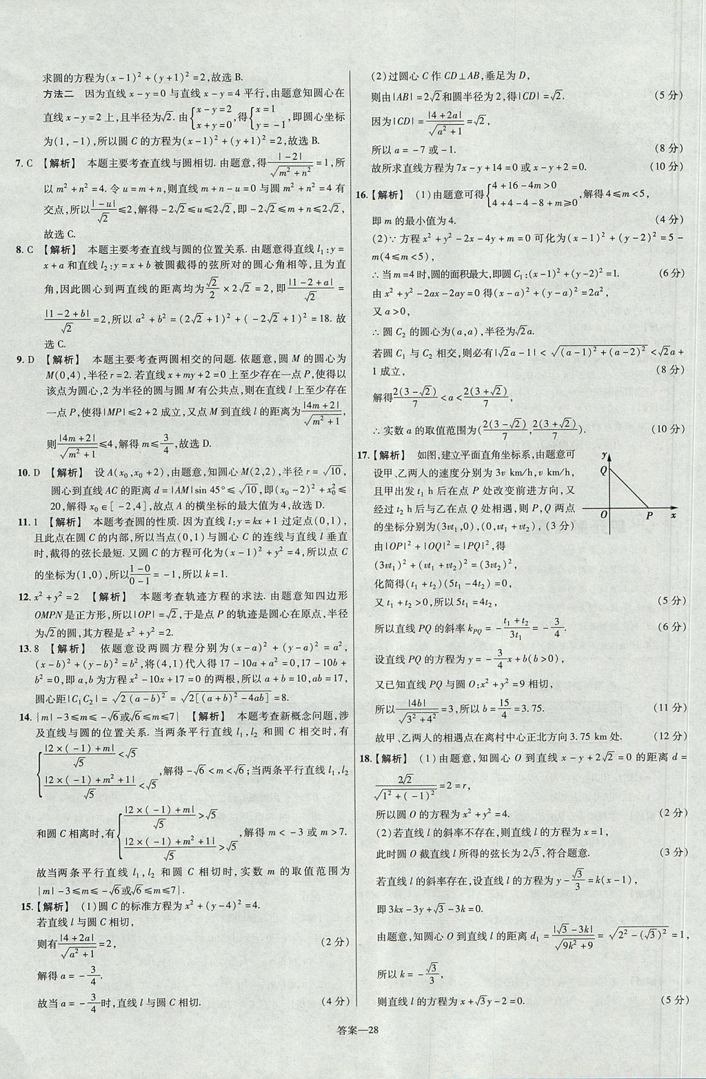 2018年金考卷活頁(yè)題選高中數(shù)學(xué)必修2人教A版 參考答案第28頁(yè)