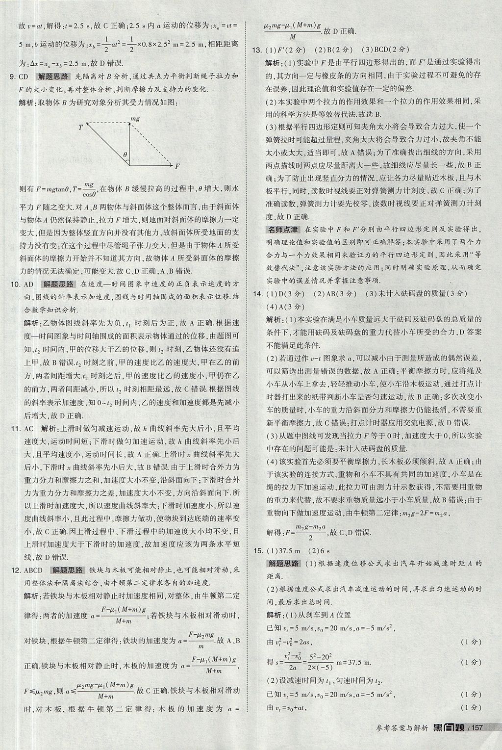 2018年經(jīng)綸學(xué)典黑白題高中物理必修1人教版 參考答案第55頁