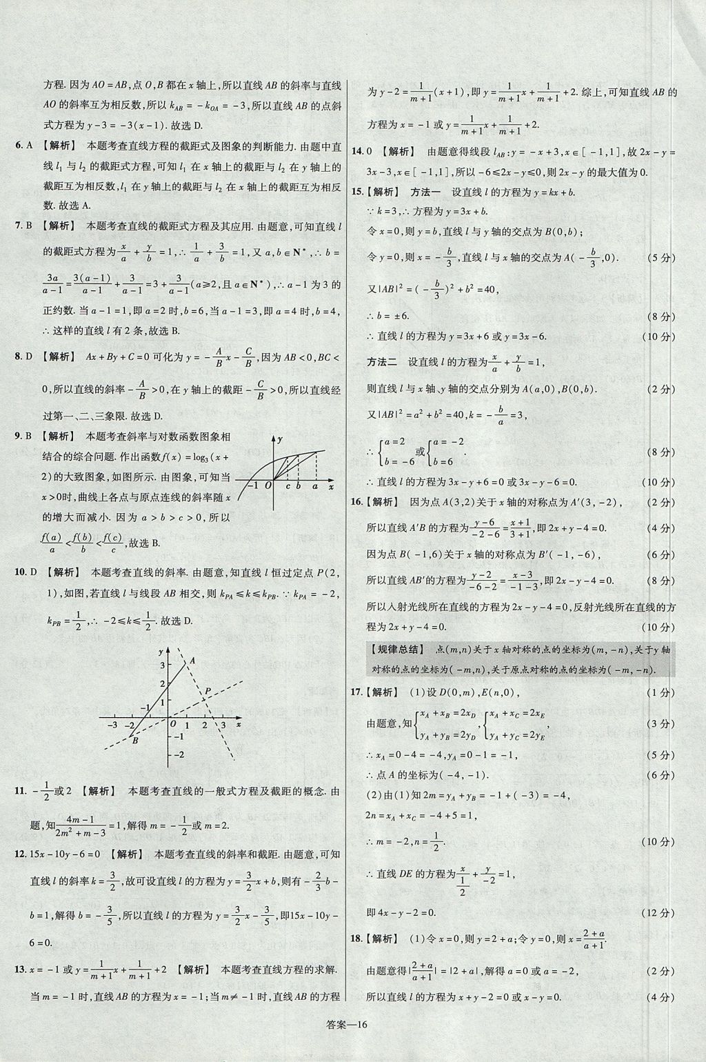 2018年金考卷活頁題選名師名題單元雙測卷高中數(shù)學(xué)必修2人教B版 參考答案第16頁