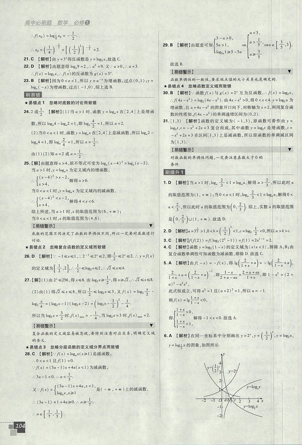 2018年高中必刷题数学必修1人教A版 参考答案第24页