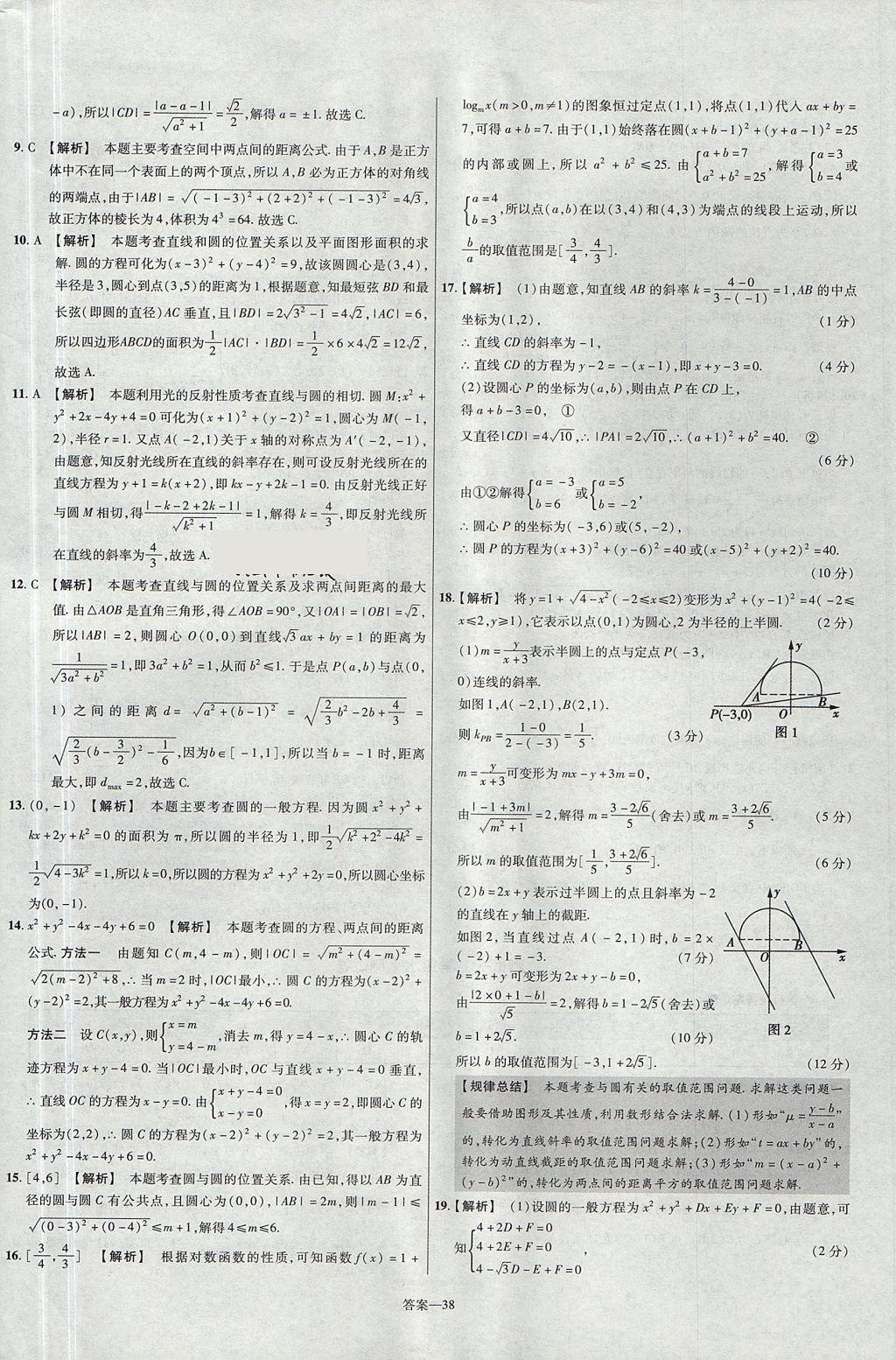 2018年金考卷活頁題選高中數(shù)學(xué)必修2人教A版 參考答案第38頁