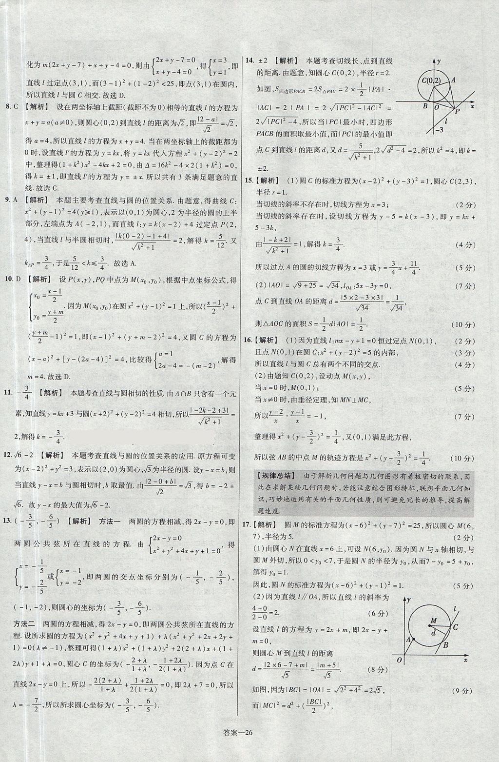 2018年金考卷活頁題選高中數(shù)學(xué)必修2人教A版 參考答案第26頁