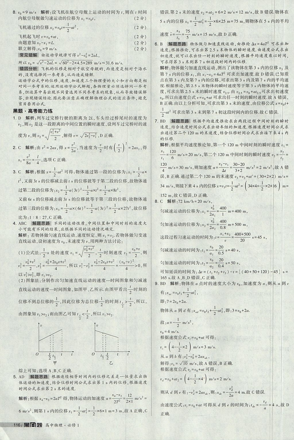 2018年經(jīng)綸學(xué)典黑白題高中物理必修1人教版 參考答案第14頁(yè)