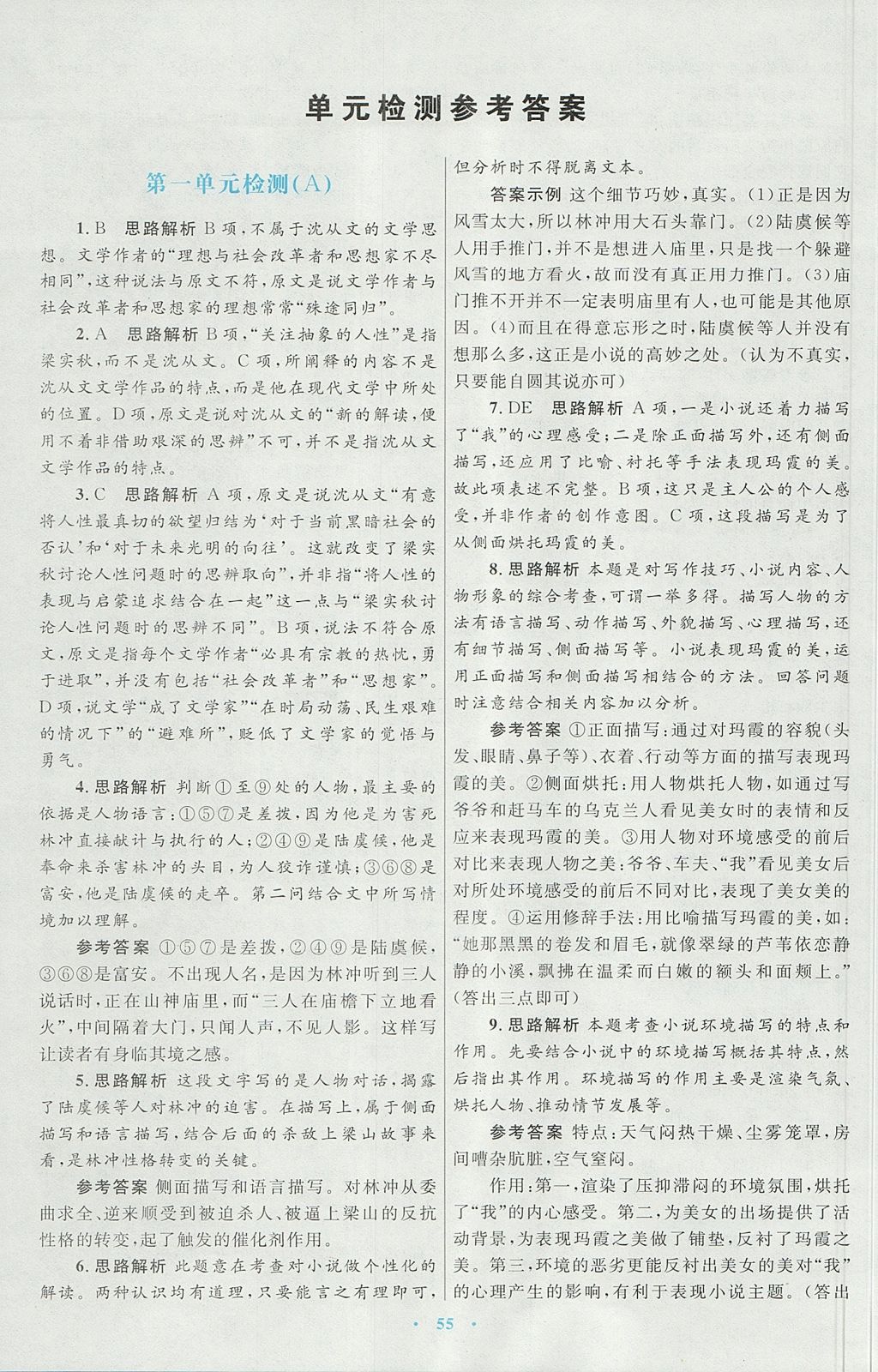 2018年高中同步測(cè)控優(yōu)化設(shè)計(jì)語(yǔ)文必修5人教版 參考答案第15頁(yè)