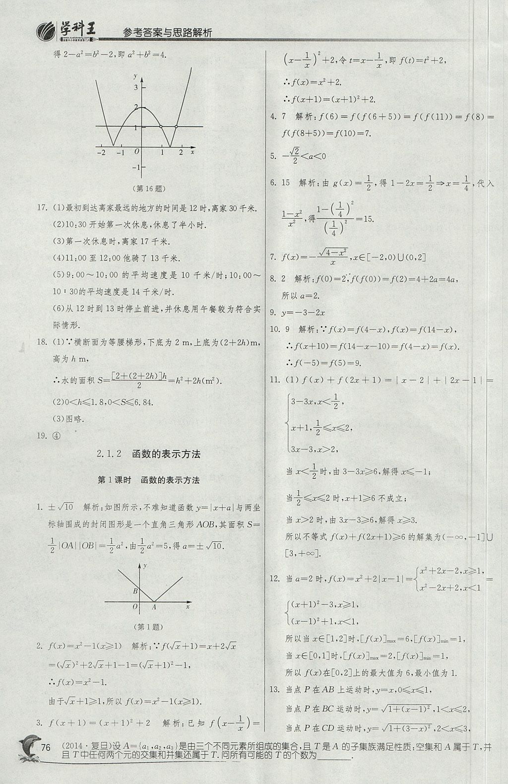 2018年實驗班全程提優(yōu)訓(xùn)練高中數(shù)學(xué)必修1蘇教版 參考答案第8頁