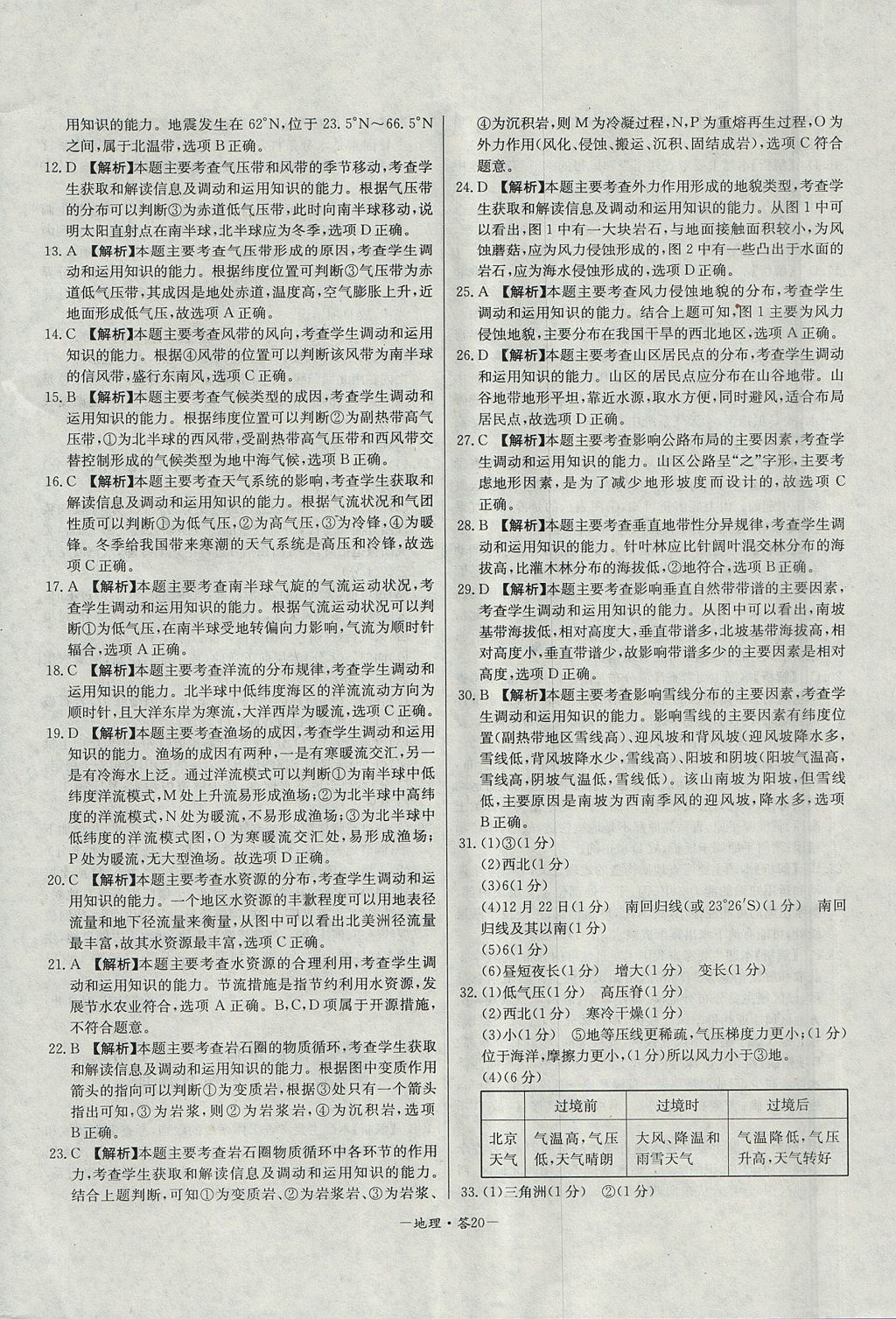 2018年天利38套高中名校期中期末聯(lián)考測(cè)試卷地理必修1人教版 參考答案第20頁(yè)