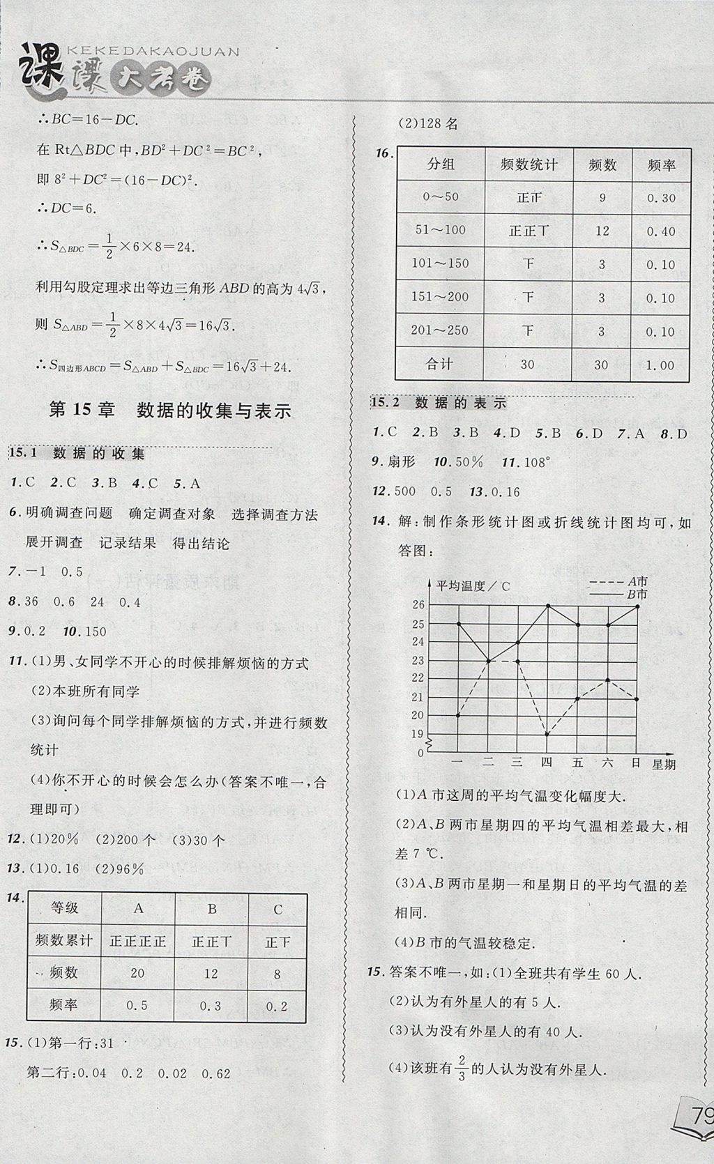 2017年北大绿卡课课大考卷八年级数学上册华师大版 参考答案第17页