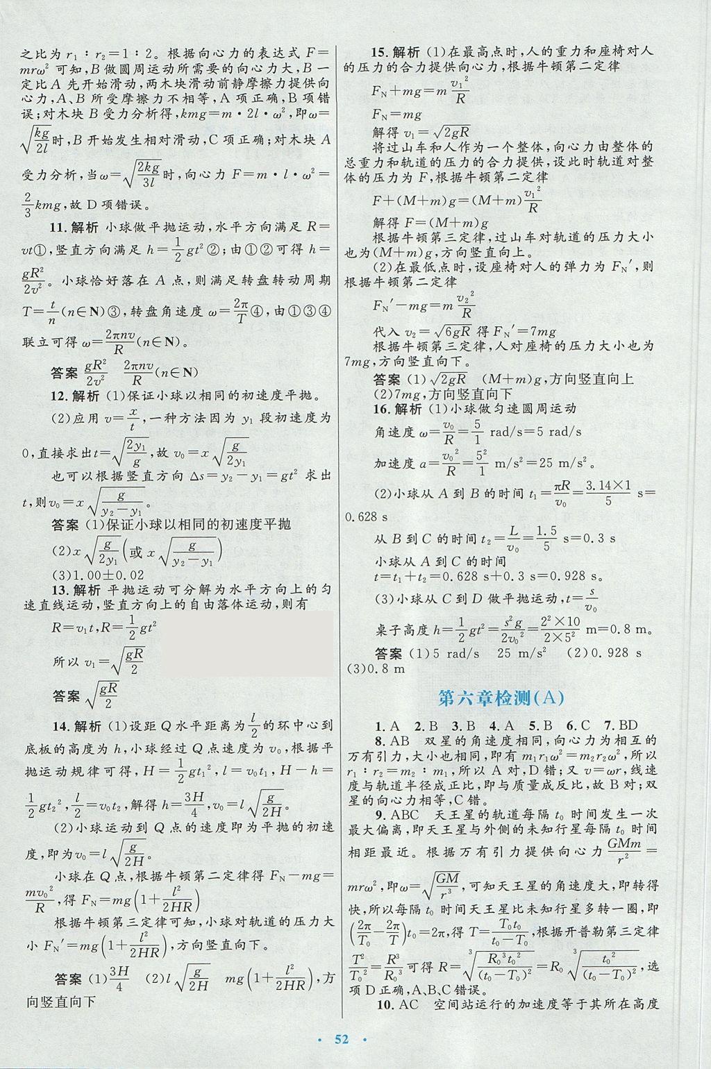 2018年高中同步測控優(yōu)化設計物理必修2人教版 參考答案第28頁