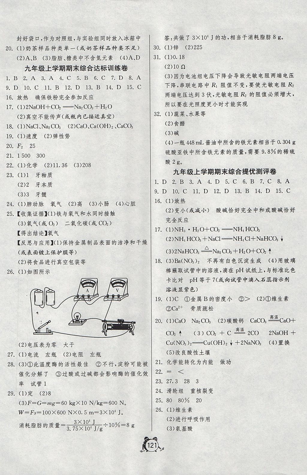 2017年單元雙測(cè)全程提優(yōu)測(cè)評(píng)卷九年級(jí)科學(xué)上冊(cè)浙教版 參考答案第9頁(yè)