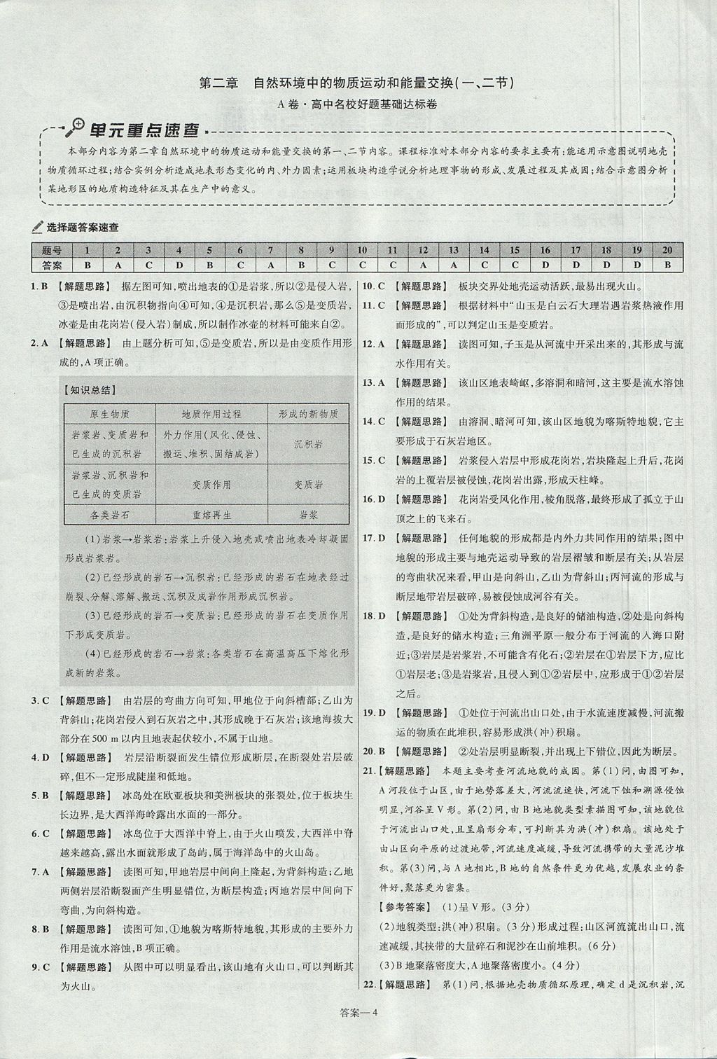 2018年金考卷活頁題選高中地理必修1湘教版 參考答案第4頁