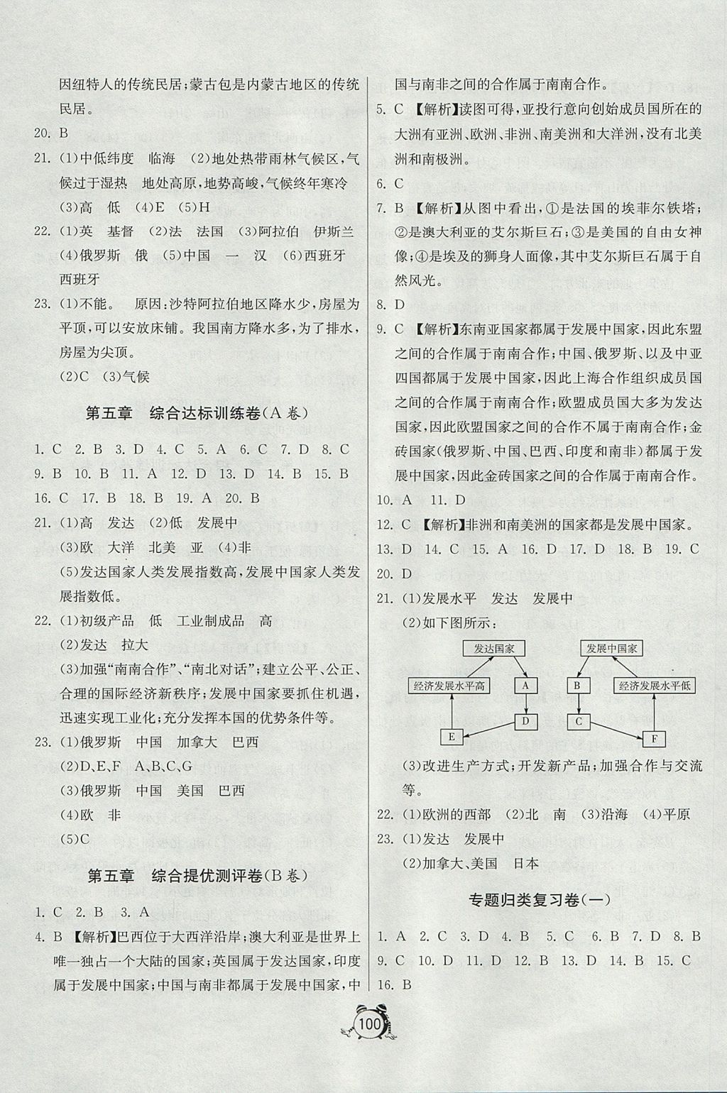 2017年單元雙測與專題歸類復(fù)習(xí)卷七年級地理上冊人教版 參考答案第8頁