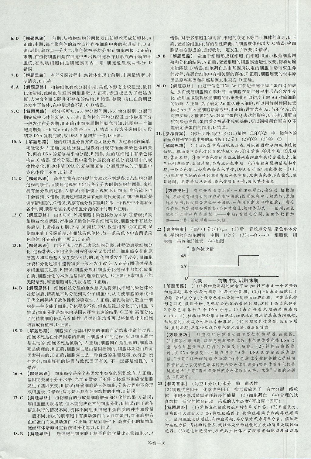 2018年金考卷活頁(yè)題選名師名題單元雙測(cè)卷高中生物必修1人教版 參考答案第16頁(yè)