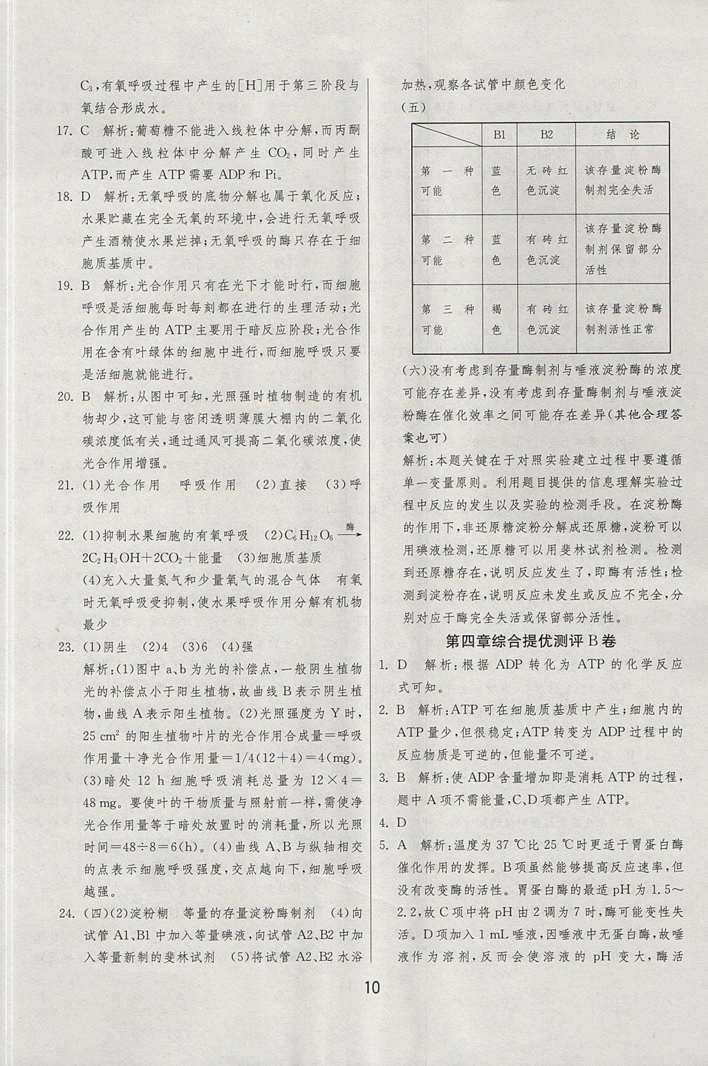 2018年實驗班全程提優(yōu)訓(xùn)練高中生物必修1蘇教版 參考答案第32頁