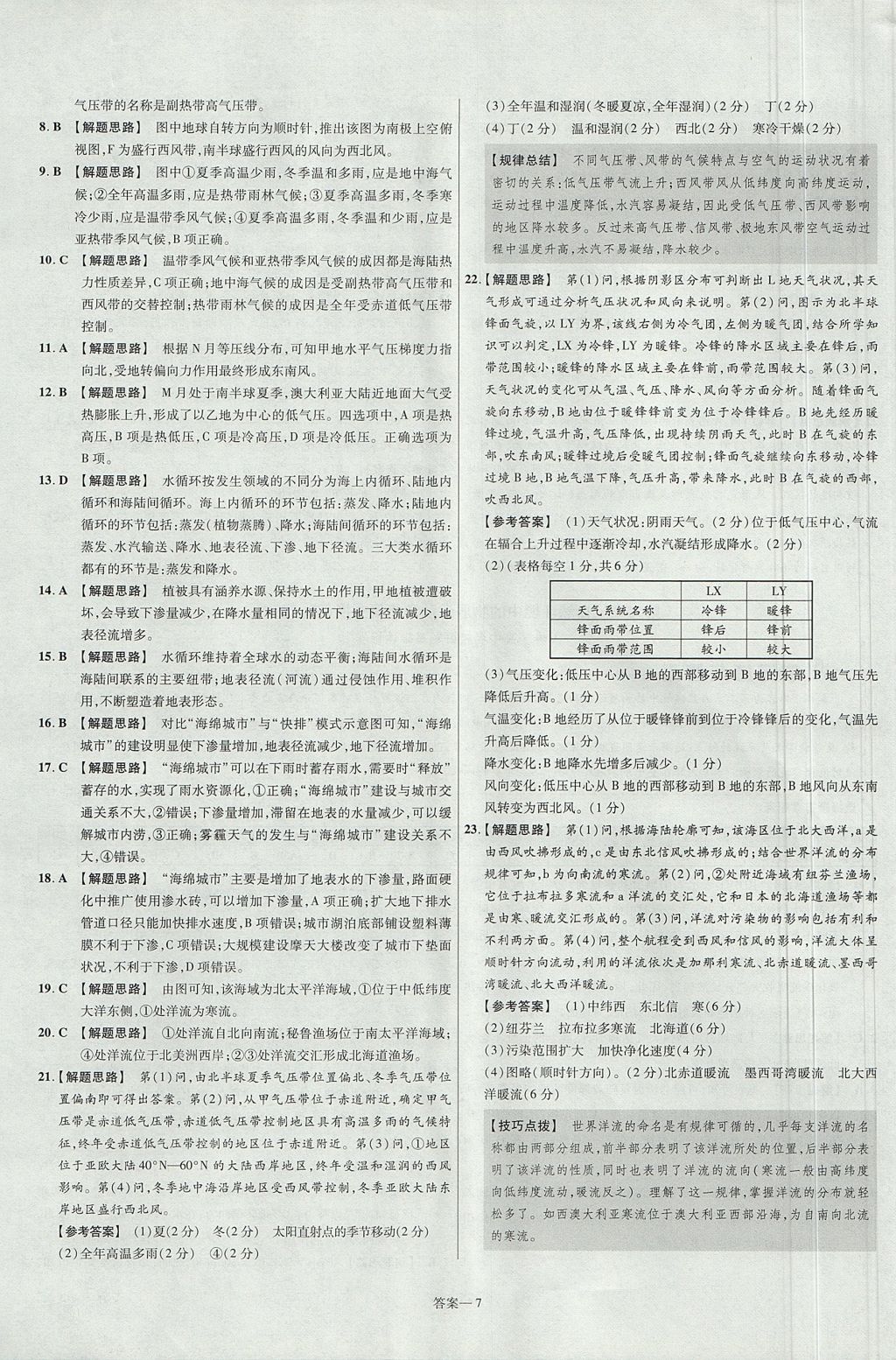 2018年金考卷活頁題選高中地理必修1湘教版 參考答案第7頁