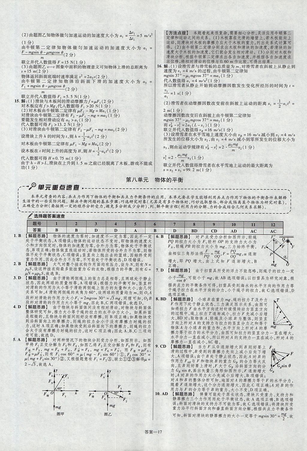 2018年金考卷活頁(yè)題選高中物理必修1教科版 參考答案第17頁(yè)