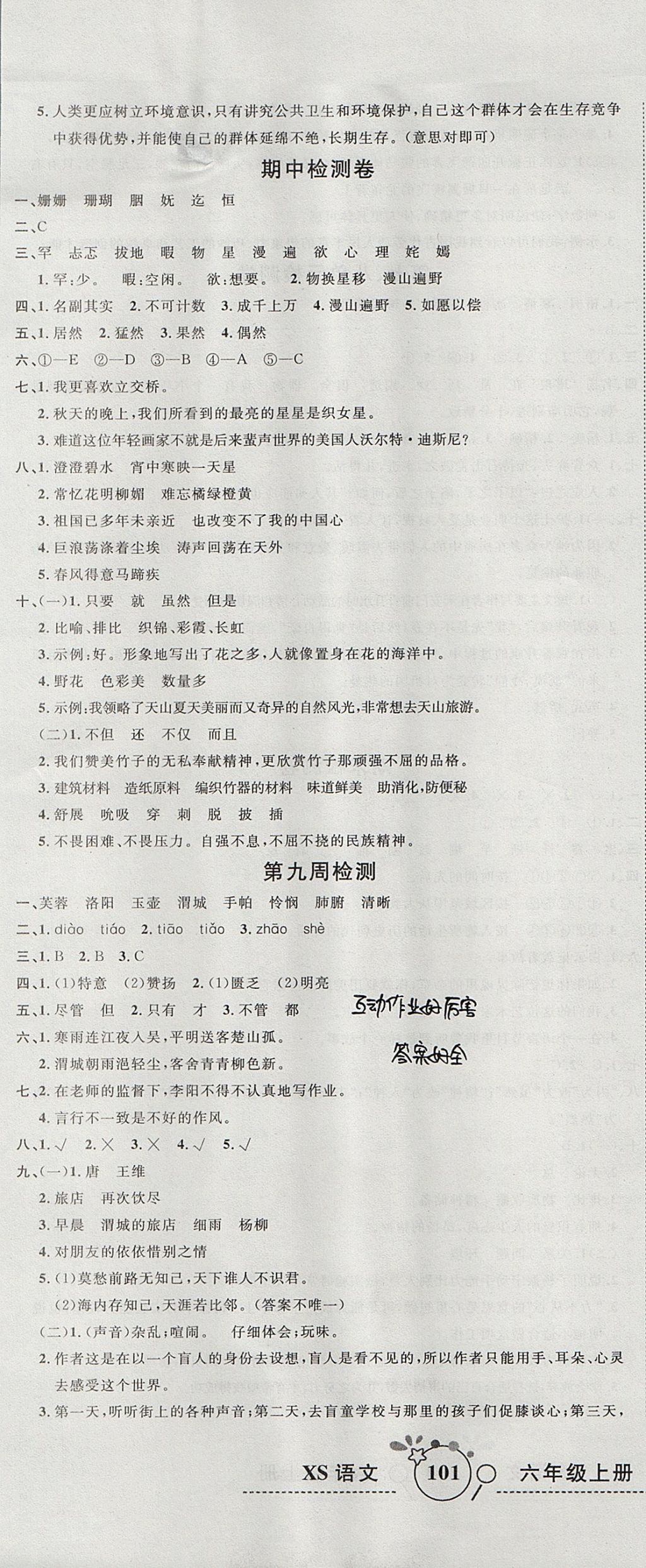 2017年開(kāi)心一卷通全優(yōu)大考卷六年級(jí)語(yǔ)文上冊(cè)西師大版 參考答案第7頁(yè)