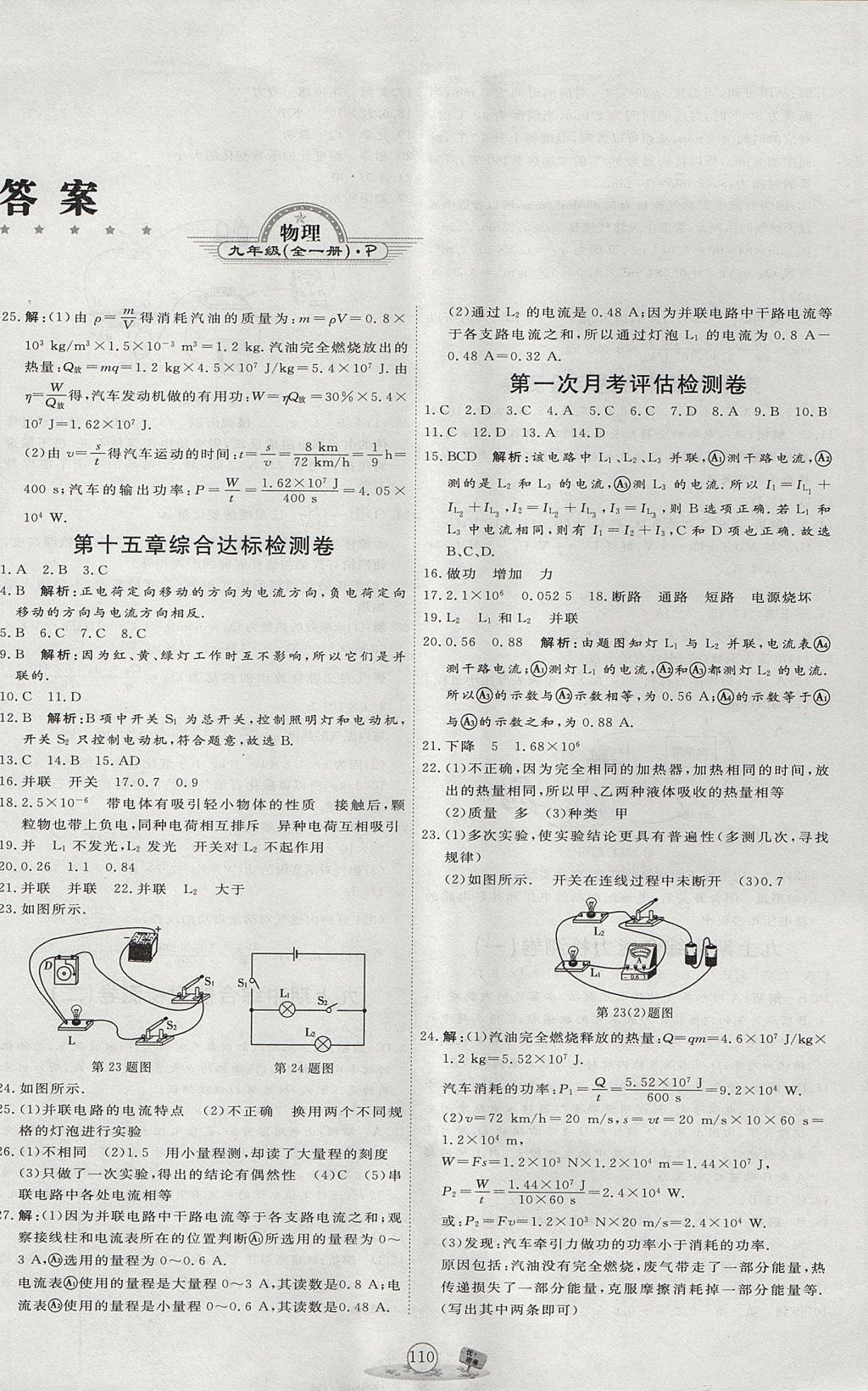 2017年優(yōu)加密卷九年級(jí)物理全一冊(cè)P版 參考答案第2頁(yè)