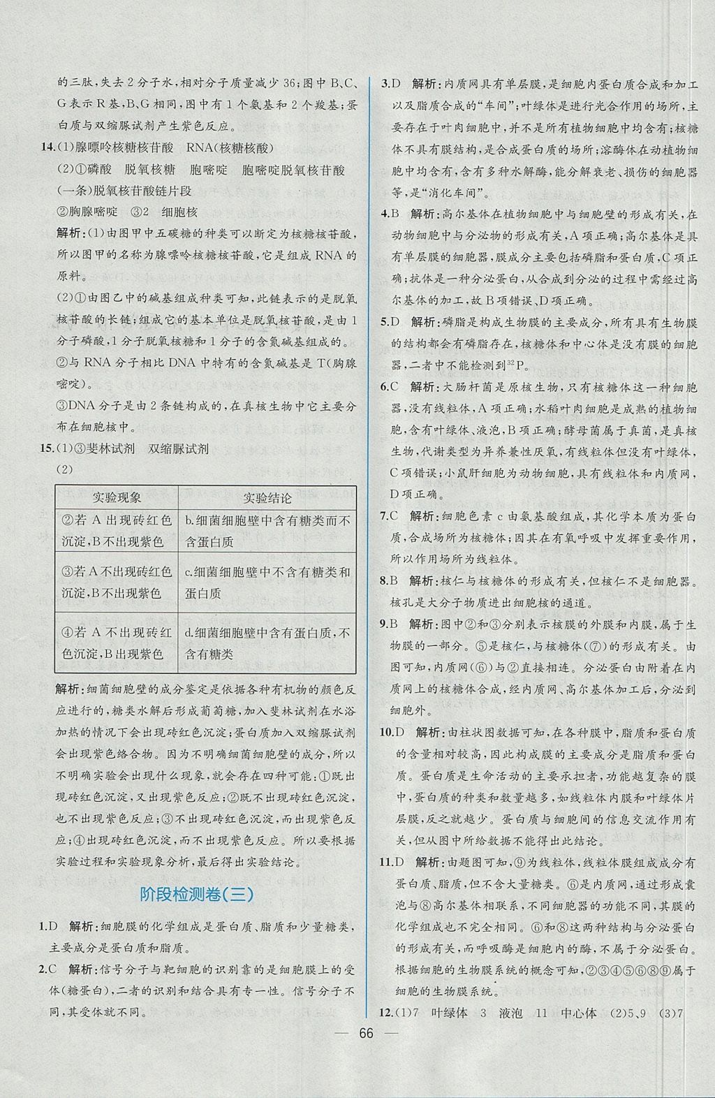 2018年同步導(dǎo)學(xué)案課時(shí)練生物必修1人教版 參考答案第47頁(yè)