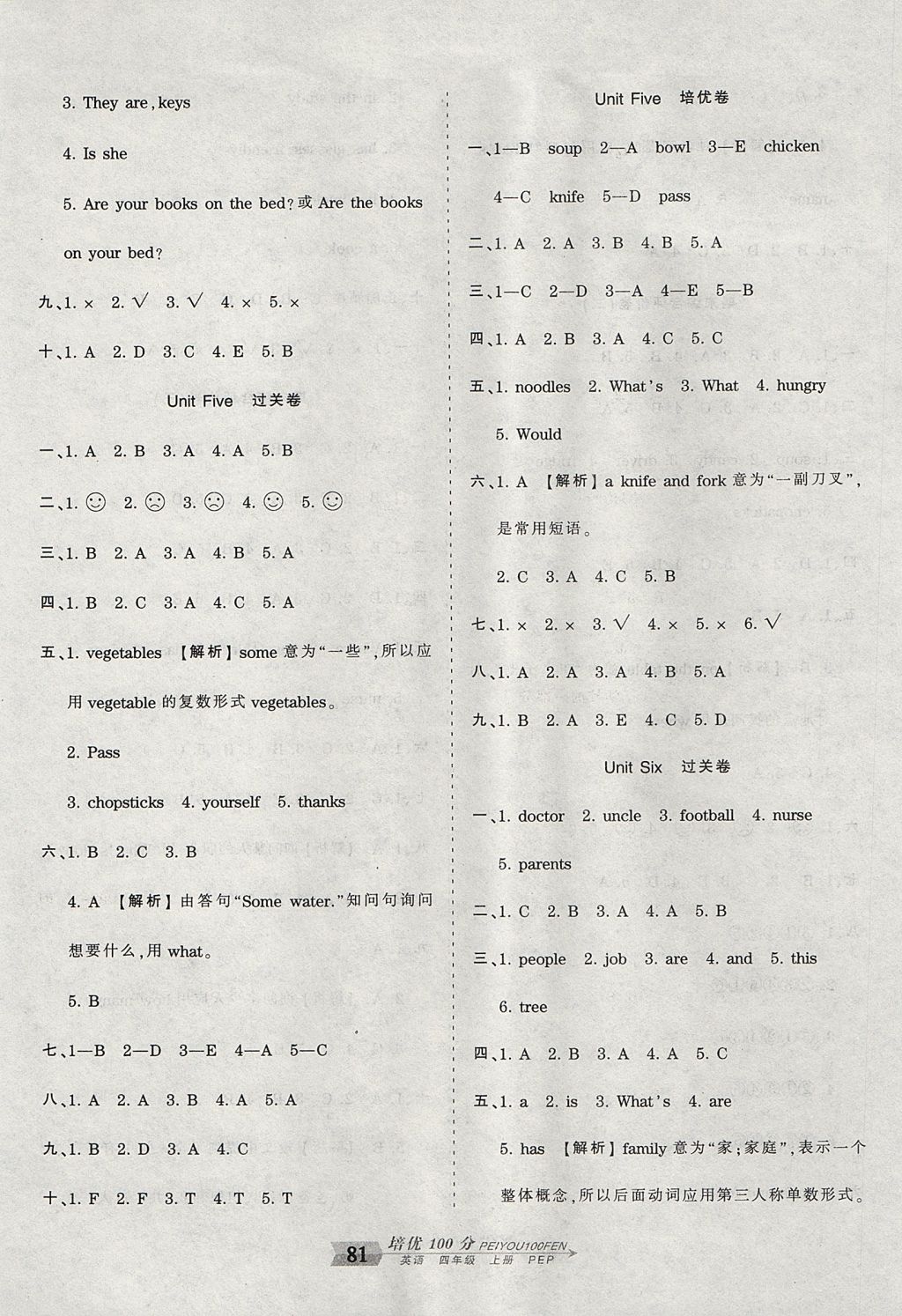 2017年王朝霞培優(yōu)100分四年級(jí)英語(yǔ)上冊(cè)人教PEP版 參考答案第5頁(yè)