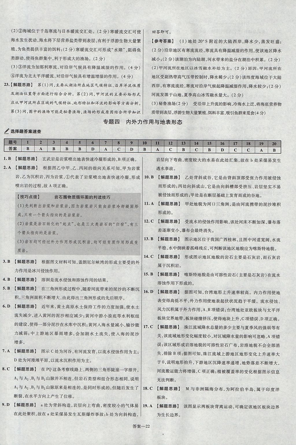 2018年金考卷活頁題選高中地理必修1人教版 參考答案第22頁