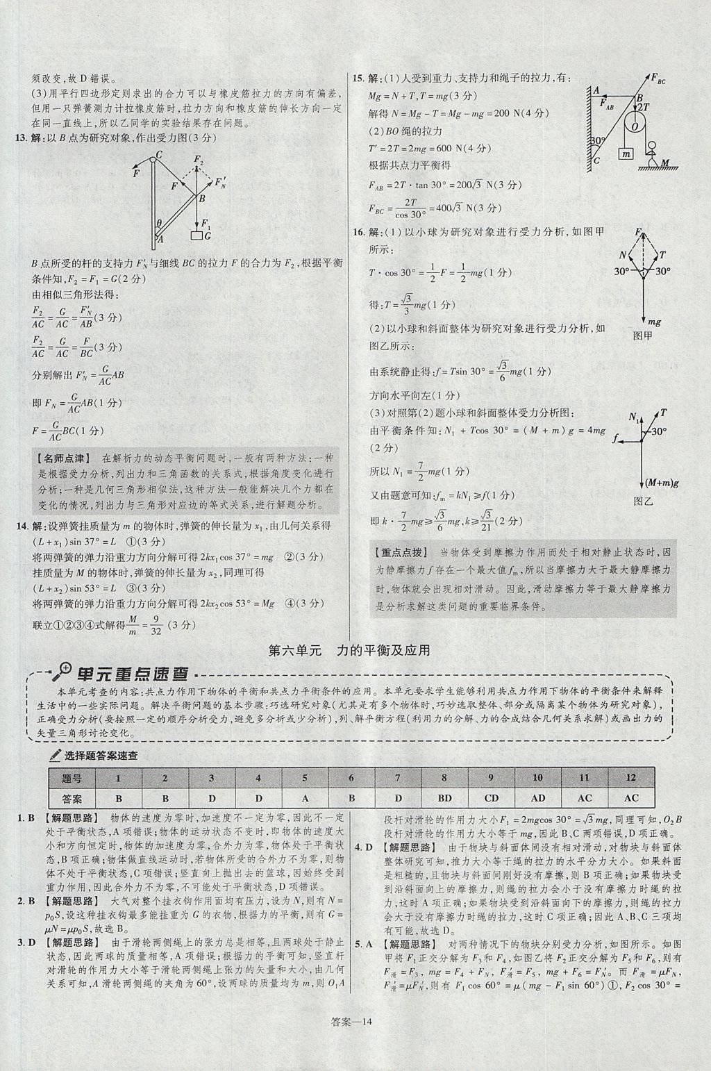 2018年金考卷活頁題選高中物理必修1魯科版 參考答案第14頁