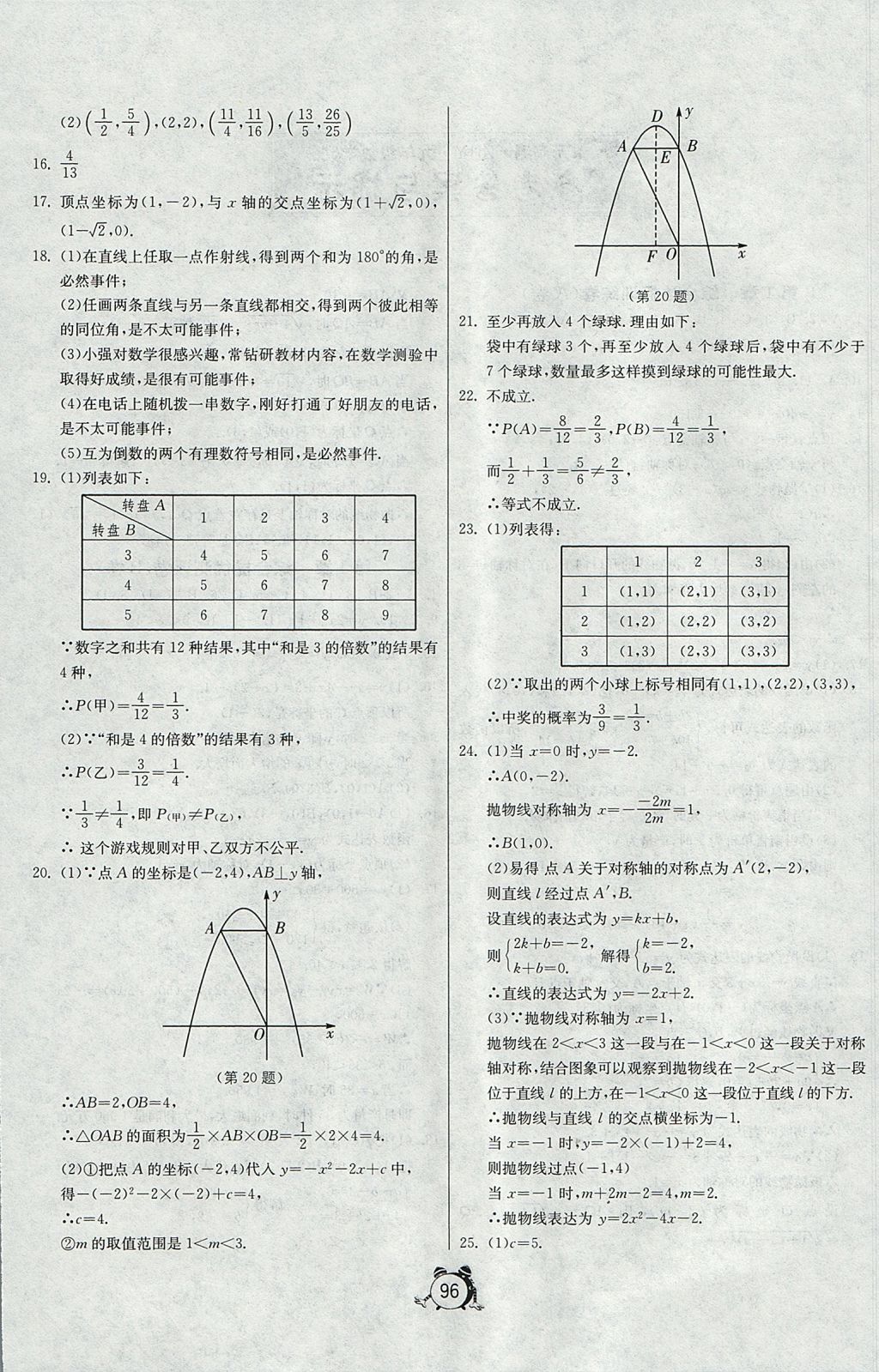 2017年單元雙測(cè)全程提優(yōu)測(cè)評(píng)卷九年級(jí)數(shù)學(xué)上冊(cè)浙教版 參考答案第4頁(yè)