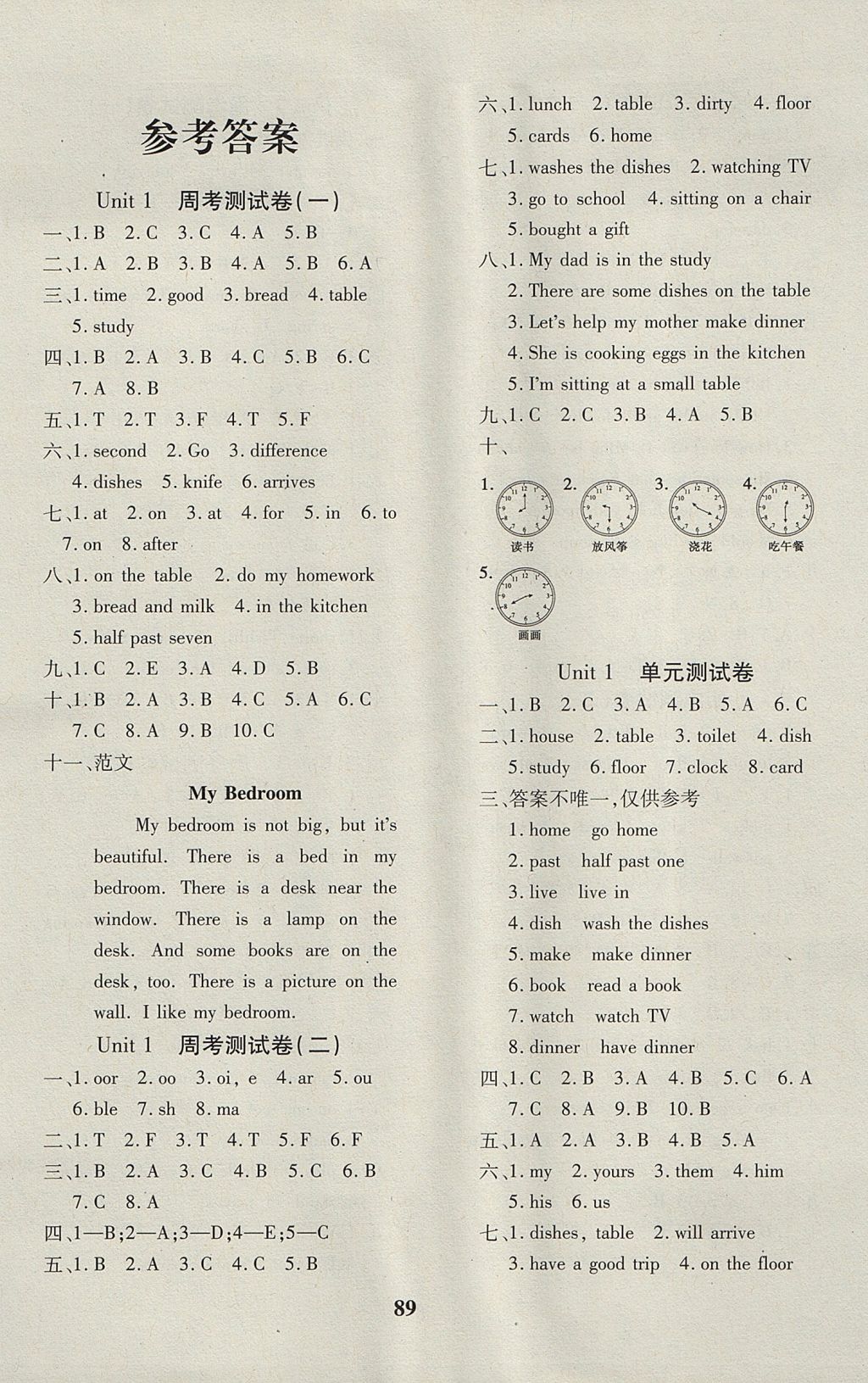 2017年教育世家狀元卷六年級(jí)英語上冊(cè)冀教版 參考答案第1頁