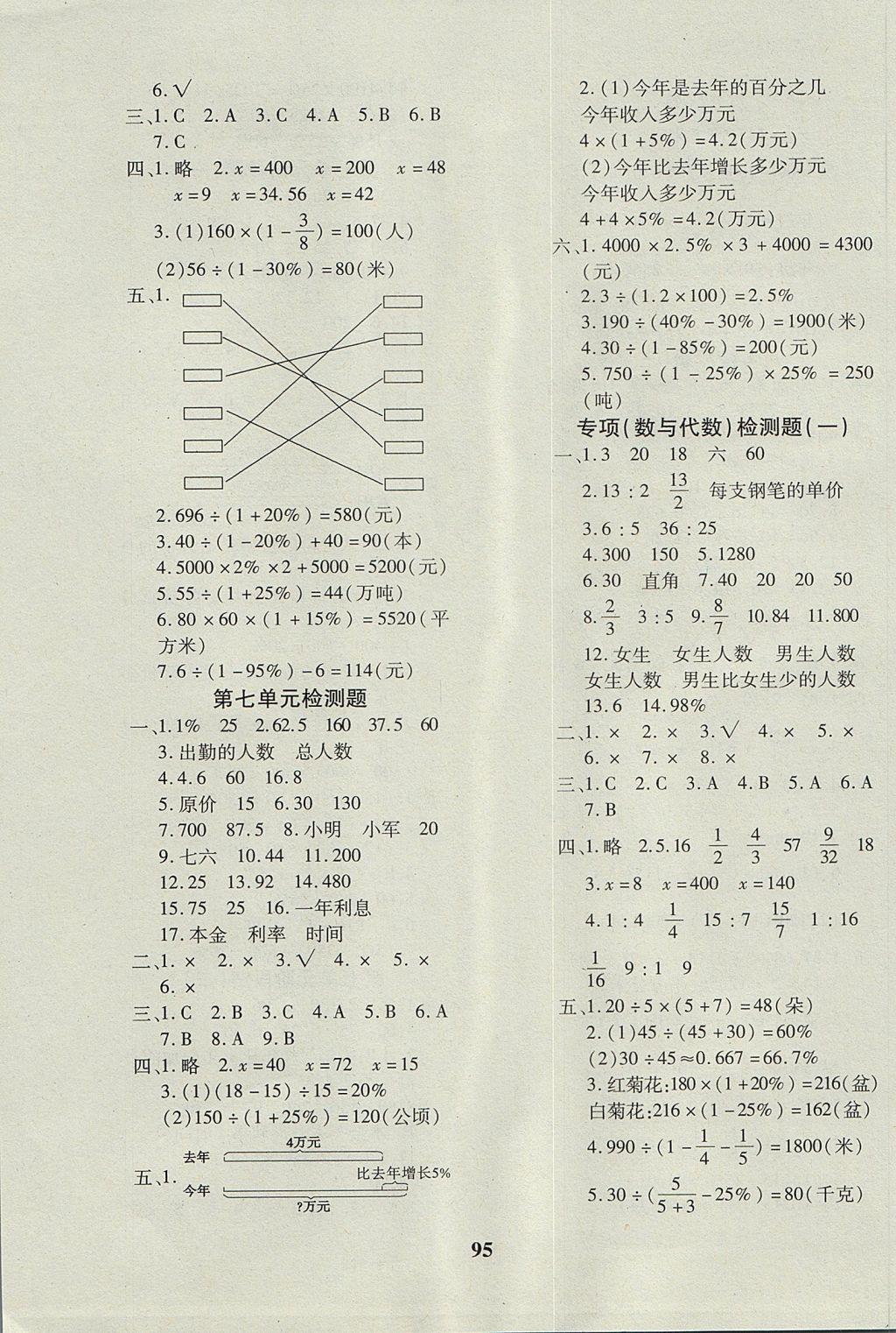 2017年教育世家状元卷六年级数学上册北师大版 参考答案第7页