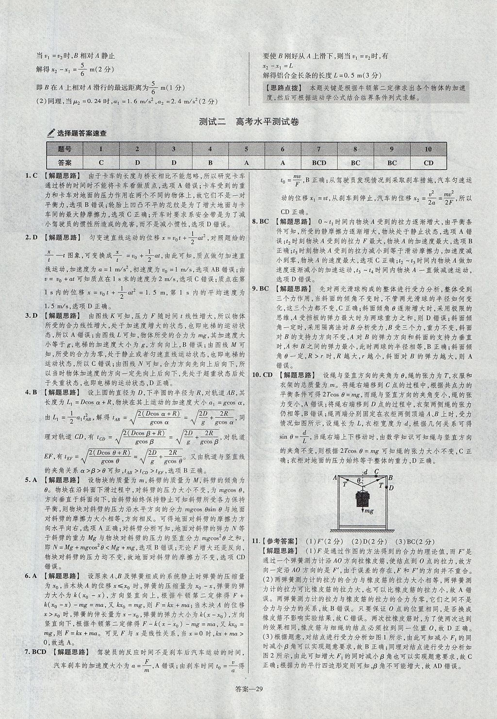 2018年金考卷活頁題選高中物理必修1魯科版 參考答案第29頁