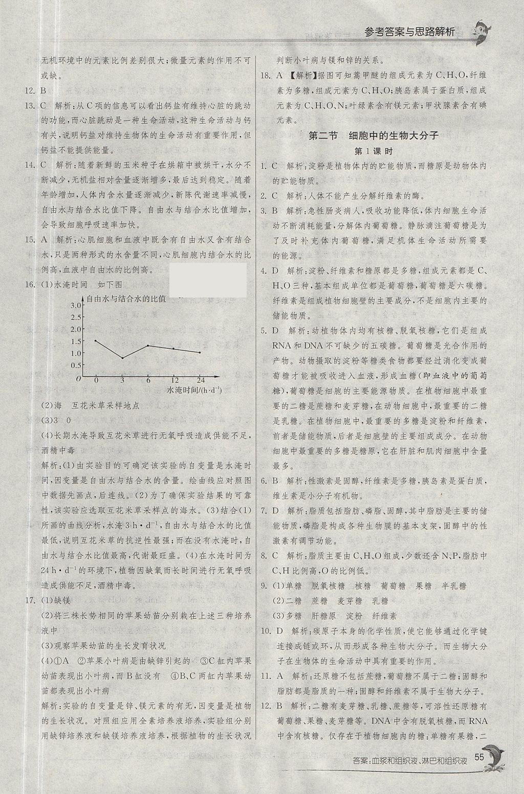 2018年實(shí)驗(yàn)班全程提優(yōu)訓(xùn)練高中生物必修1蘇教版 參考答案第3頁