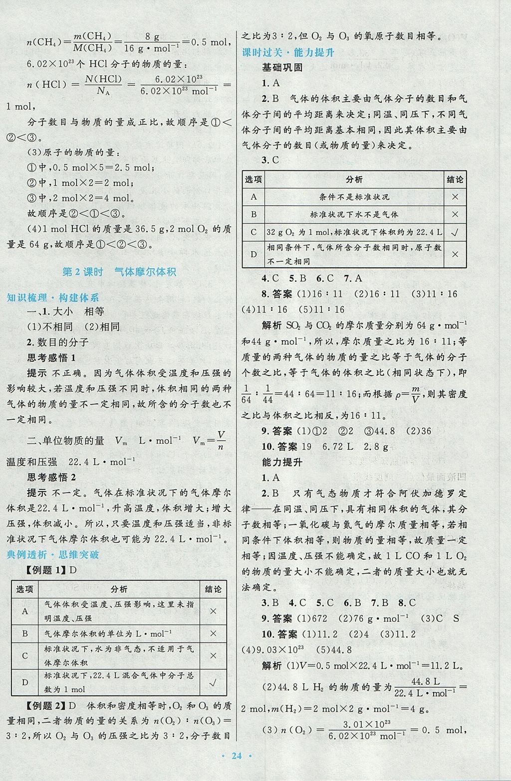 2018年高中同步測(cè)控優(yōu)化設(shè)計(jì)化學(xué)必修1人教版 參考答案第8頁(yè)