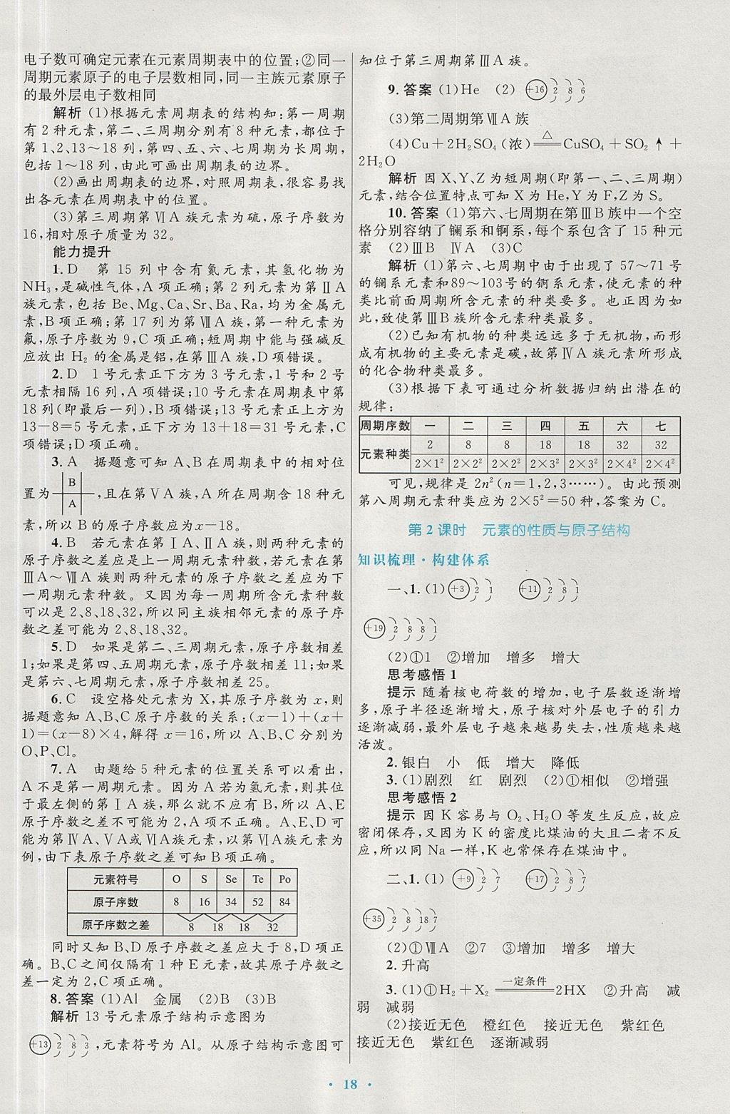 2018年高中同步測控優(yōu)化設計化學必修2人教版 參考答案第2頁