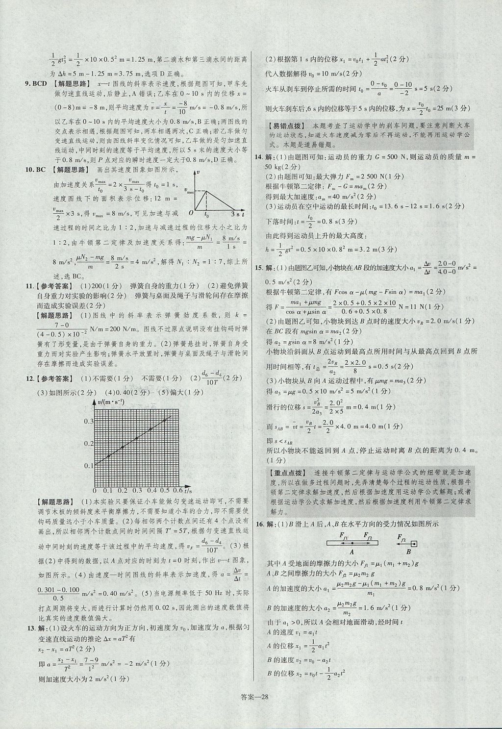 2018年金考卷活頁(yè)題選高中物理必修1魯科版 參考答案第28頁(yè)