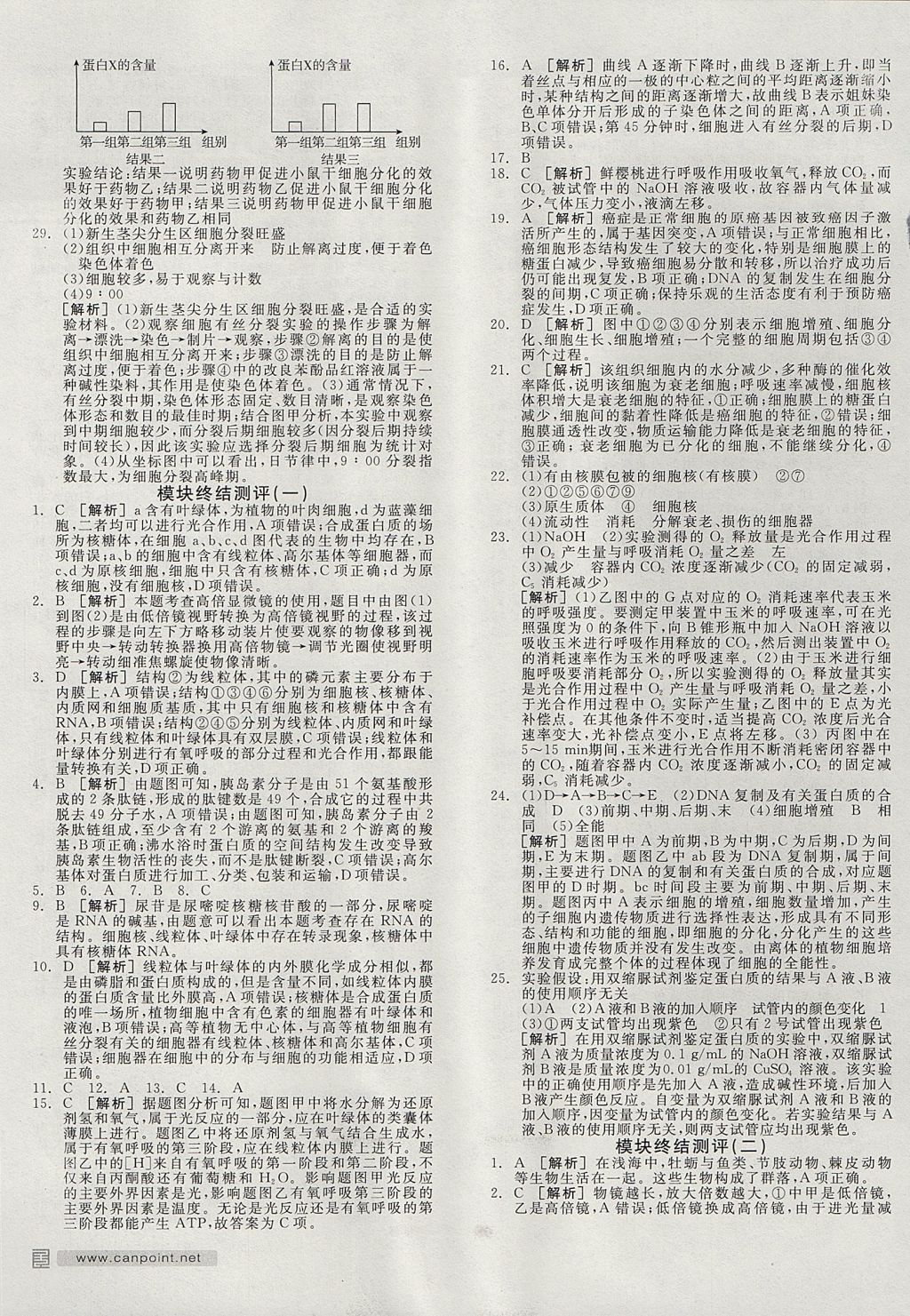 2018年全品学练考高中生物必修1人教版 参考答案第5页