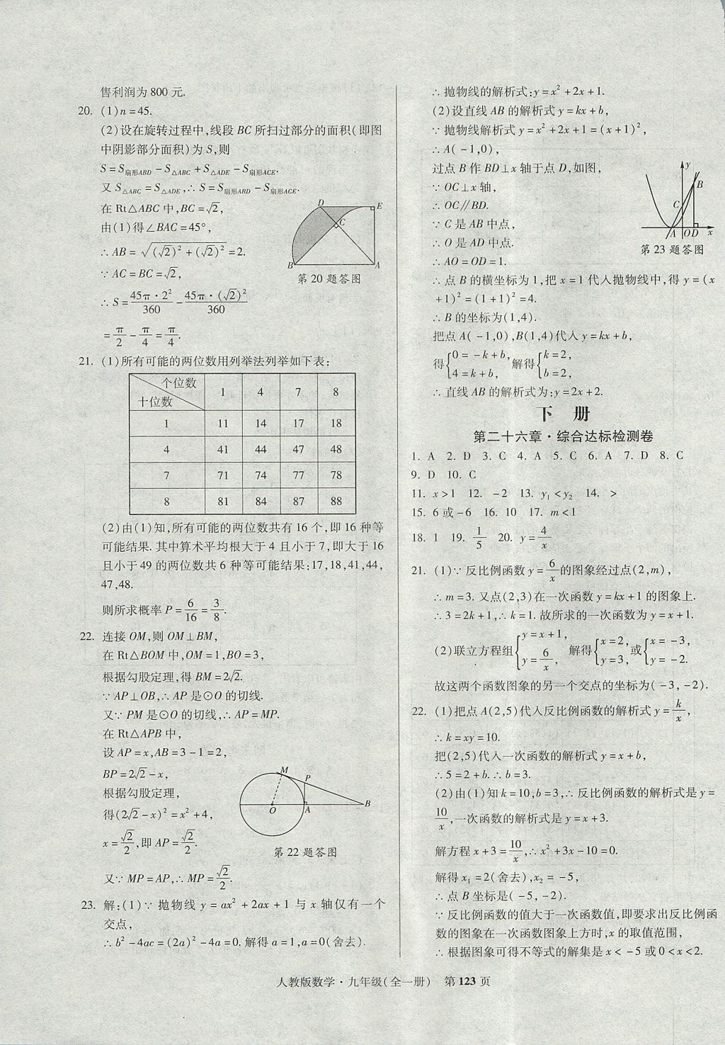 2017年课标新卷九年级数学全一册人教版 参考答案第15页