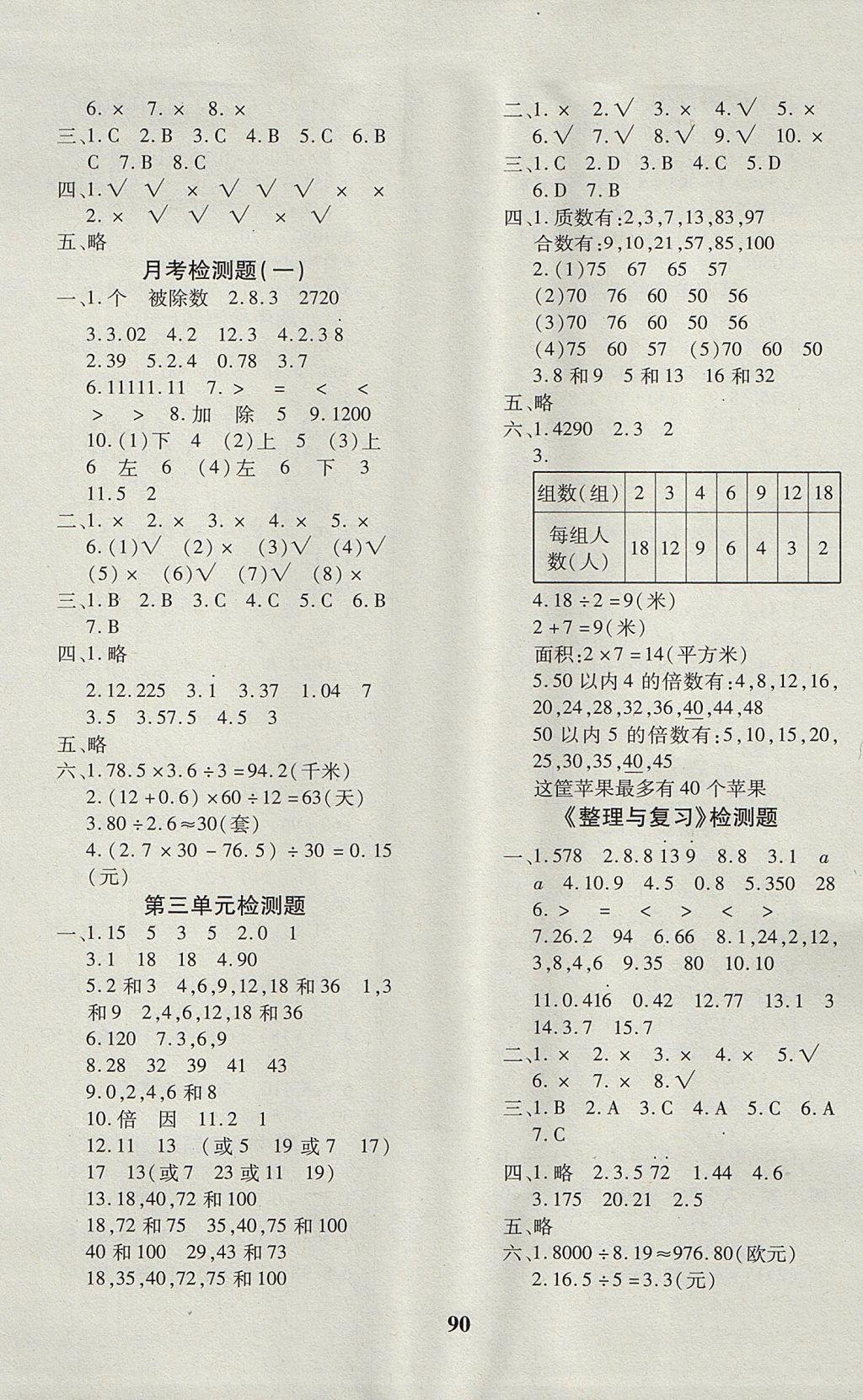 2017年教育世家狀元卷五年級(jí)數(shù)學(xué)上冊(cè)北師大版 參考答案第2頁(yè)