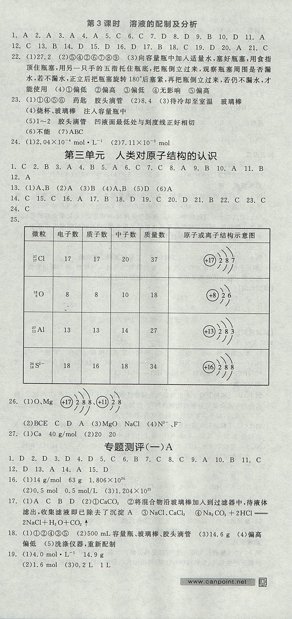 2018年全品學(xué)練考高中化學(xué)必修1蘇教版 參考答案第30頁(yè)