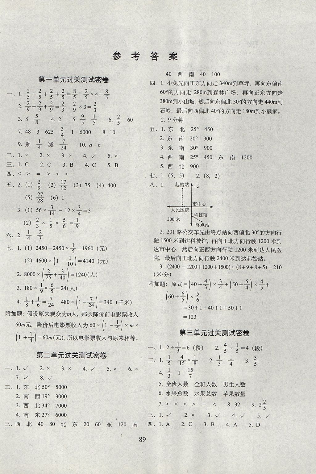 2017年期末冲刺100分完全试卷六年级数学上册人教版 参考答案第1页