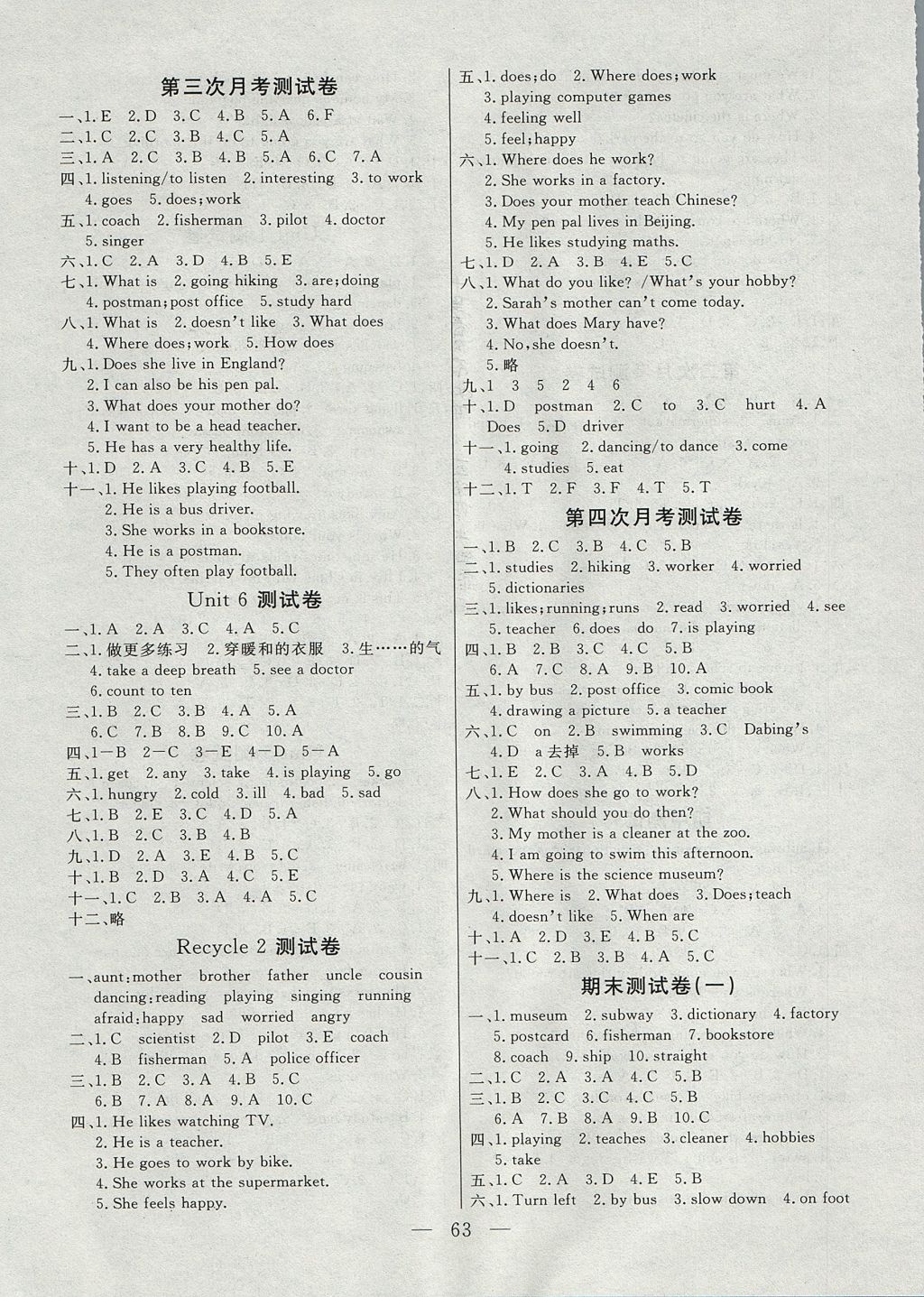 2017年齊鑫傳媒好成績1加1學習導航六年級英語上冊人教版 參考答案第3頁