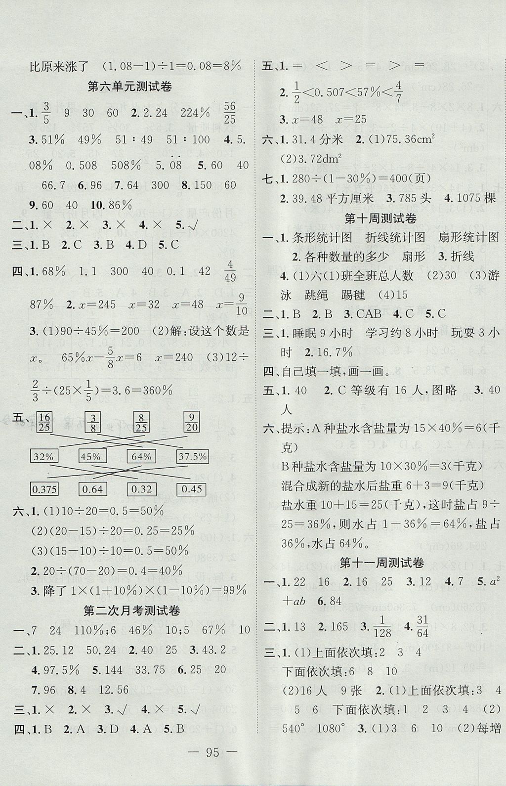 2017年一線名師雙優(yōu)考卷六年級(jí)數(shù)學(xué)上冊人教版 參考答案第7頁