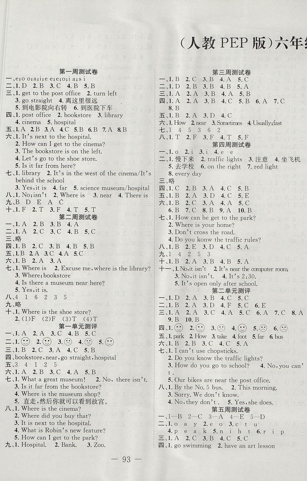 2017年一線名師雙優(yōu)考卷六年級(jí)英語(yǔ)上冊(cè)人教版 參考答案第1頁(yè)