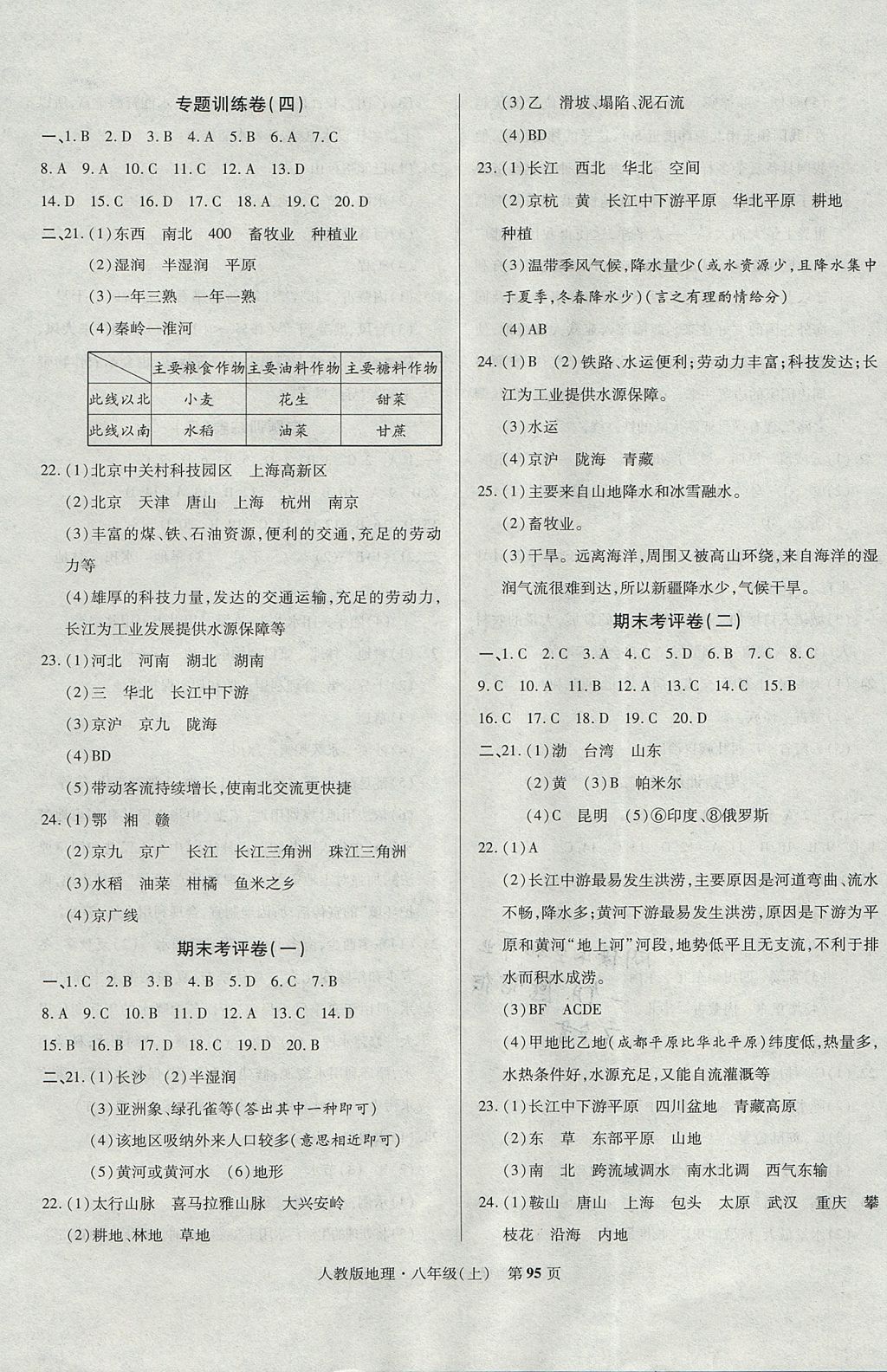 2017年课标新卷八年级地理上册人教版 参考答案第7页