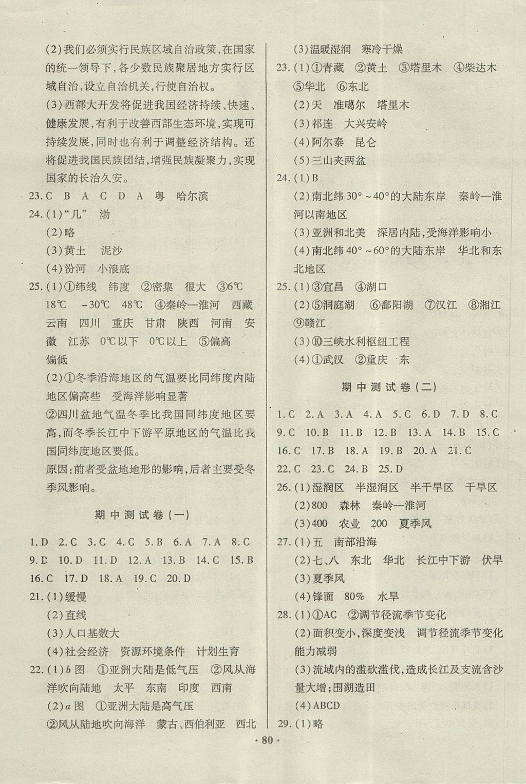 2017年優(yōu)化奪標(biāo)單元測(cè)試卷八年級(jí)地理上冊(cè)人教版 參考答案第4頁(yè)