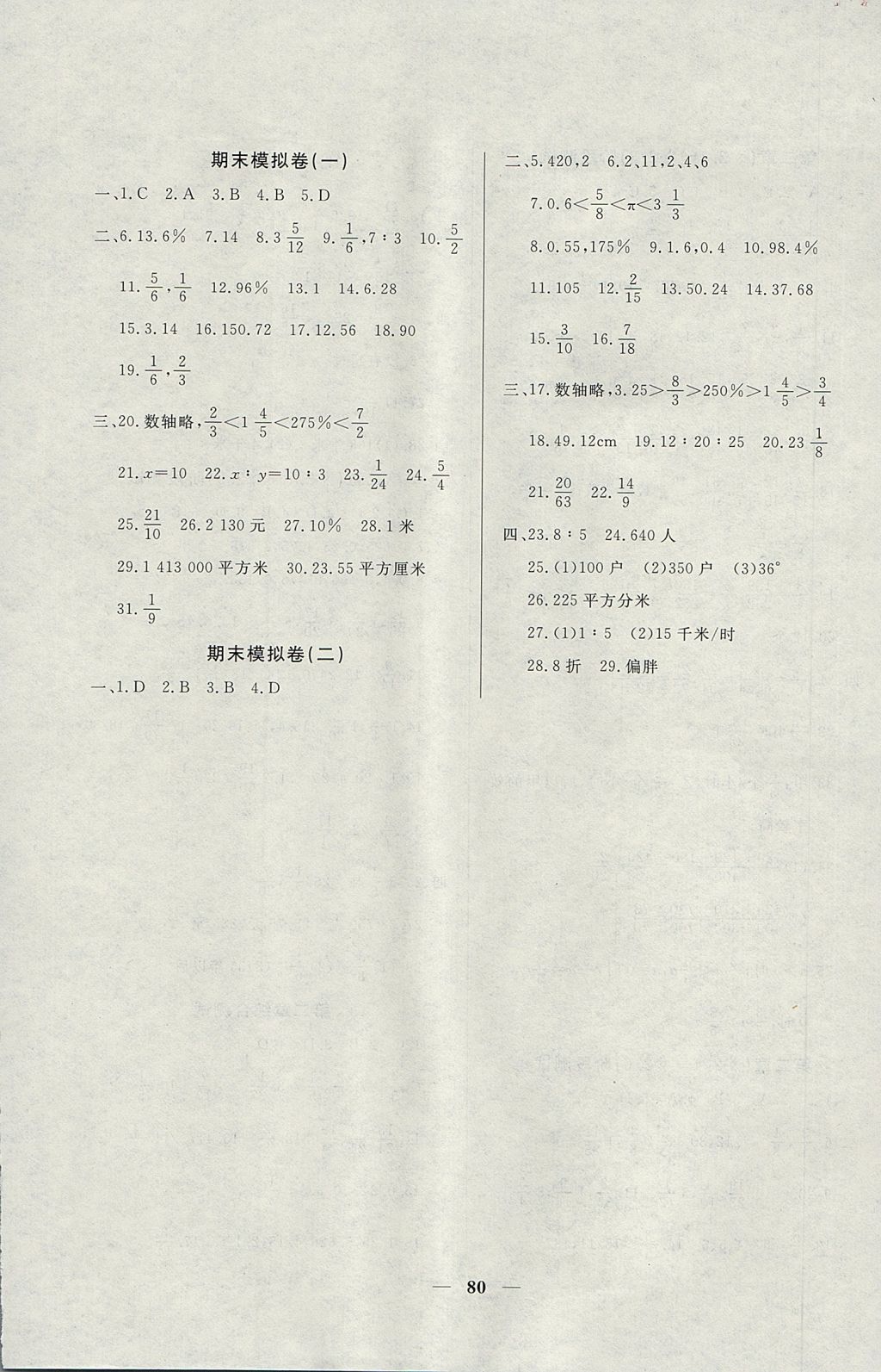 2017年金牌教練六年級數(shù)學(xué)上冊 參考答案第12頁