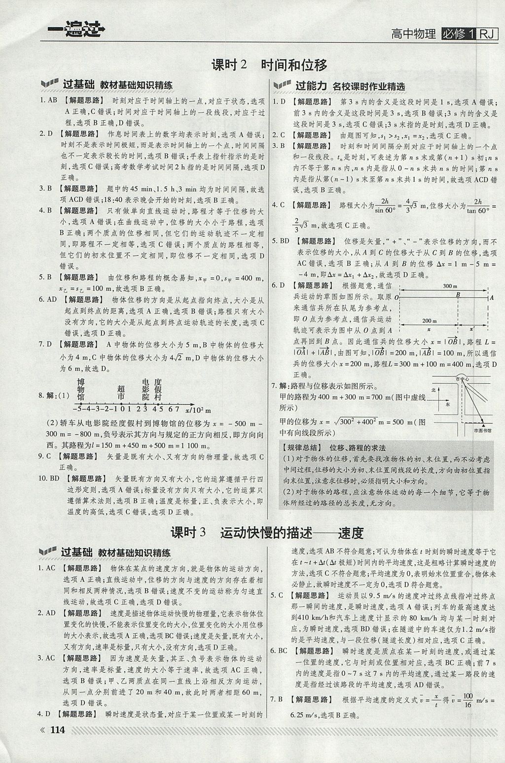 2018年一遍過高中物理必修1人教版 參考答案第2頁