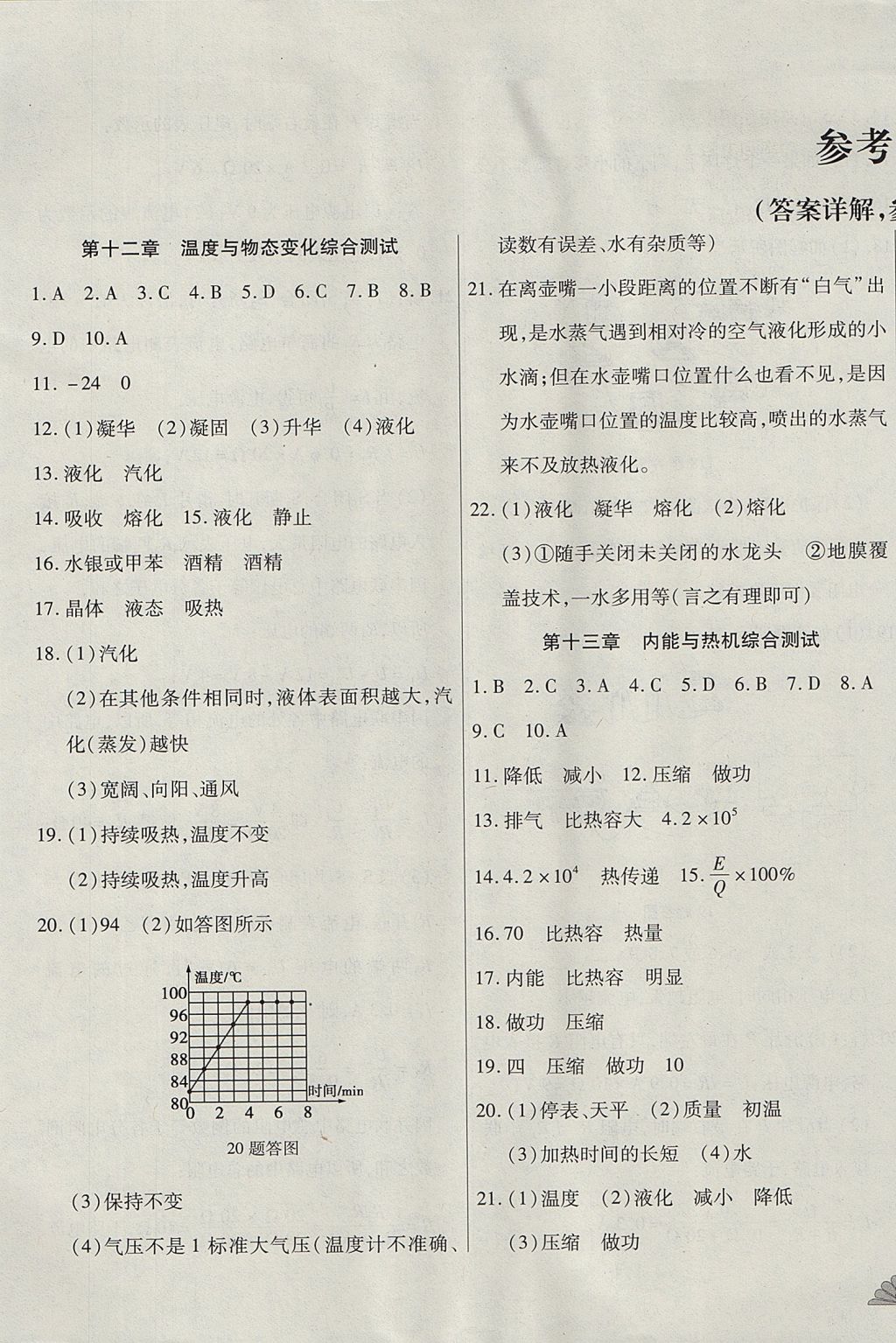 2017年千里馬單元測試卷九年級物理全一冊滬科版 參考答案第1頁