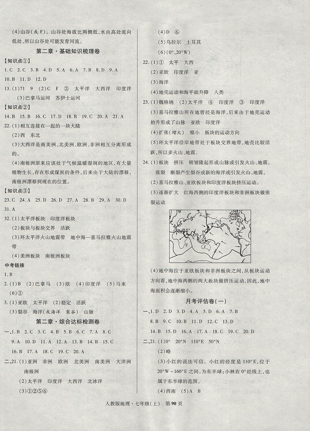 2017年課標(biāo)新卷七年級(jí)地理上冊(cè)人教版 參考答案第2頁(yè)